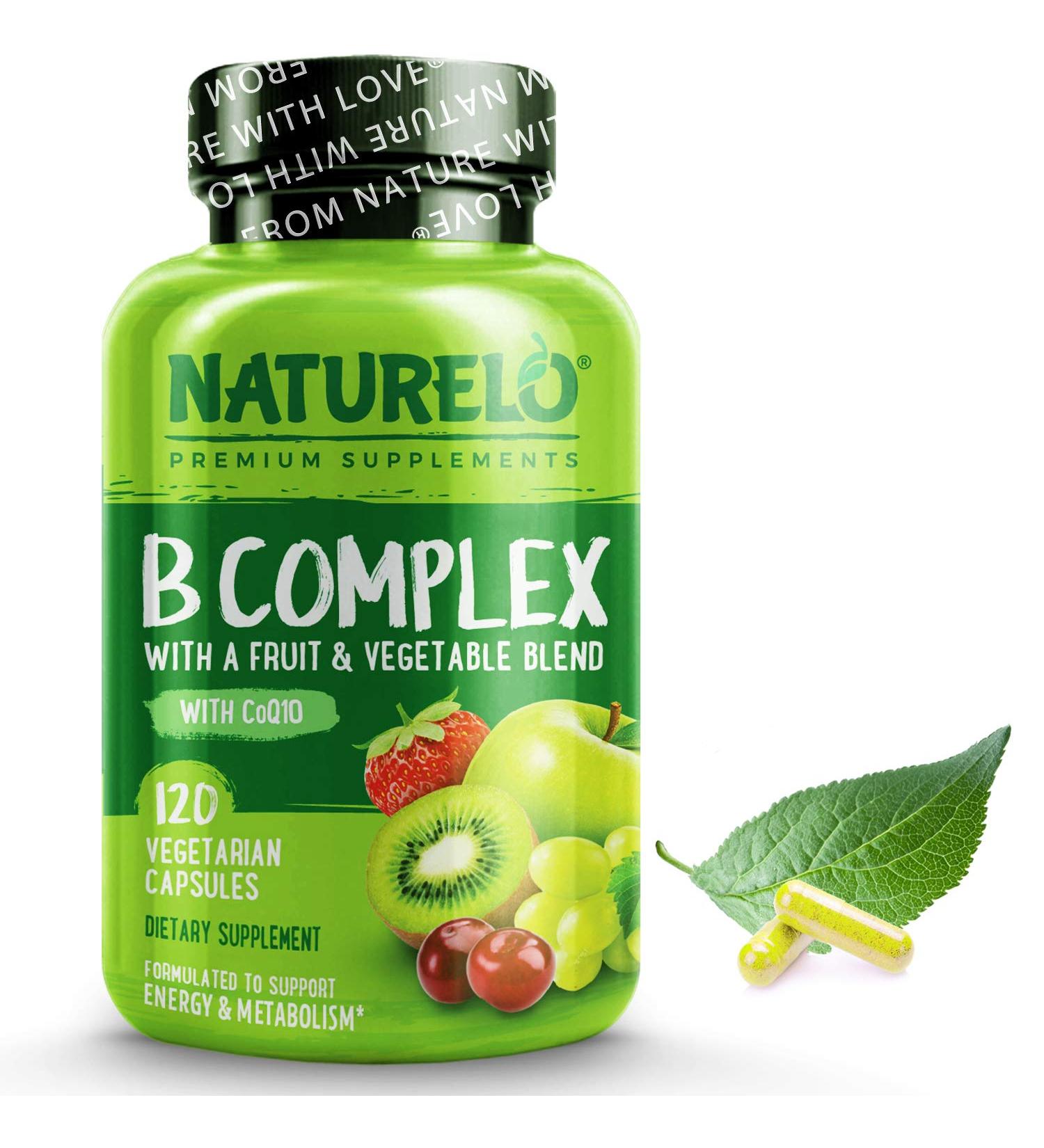 NATURELO Whole Food B Complex - 120 Capsules | Natural Energy & Vitality Support - Buy Online on GoSupps.com