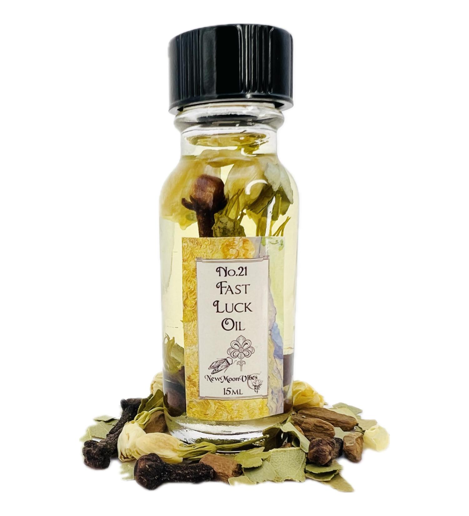 Fast Luck Oil by New Moon Vibes - Fortune Success Manifest Wishes Favorable Outcomes Swift Changes - Rituals Conjure - Handmade with Essential Oils & Herbs - Wicca Pagan Hoodoo Magick - Buy Online on GoSupps.com