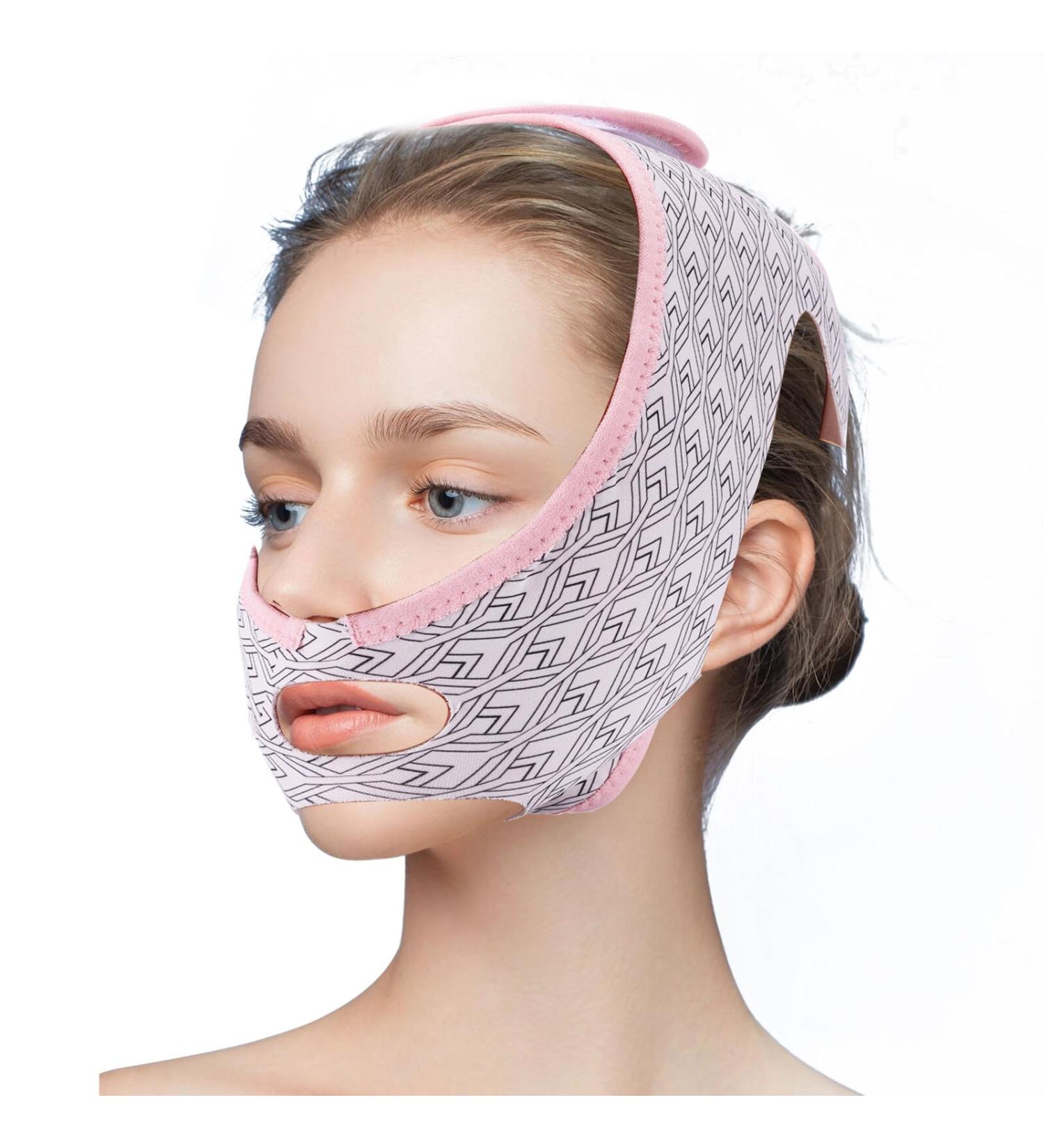 QIUWORE Chin Strap Double Chin Reducer That Works Reusable Lifting Bands Face Double Chin Tightener Chin Mask Face Double Chin Strap - Buy Online on GoSupps.com