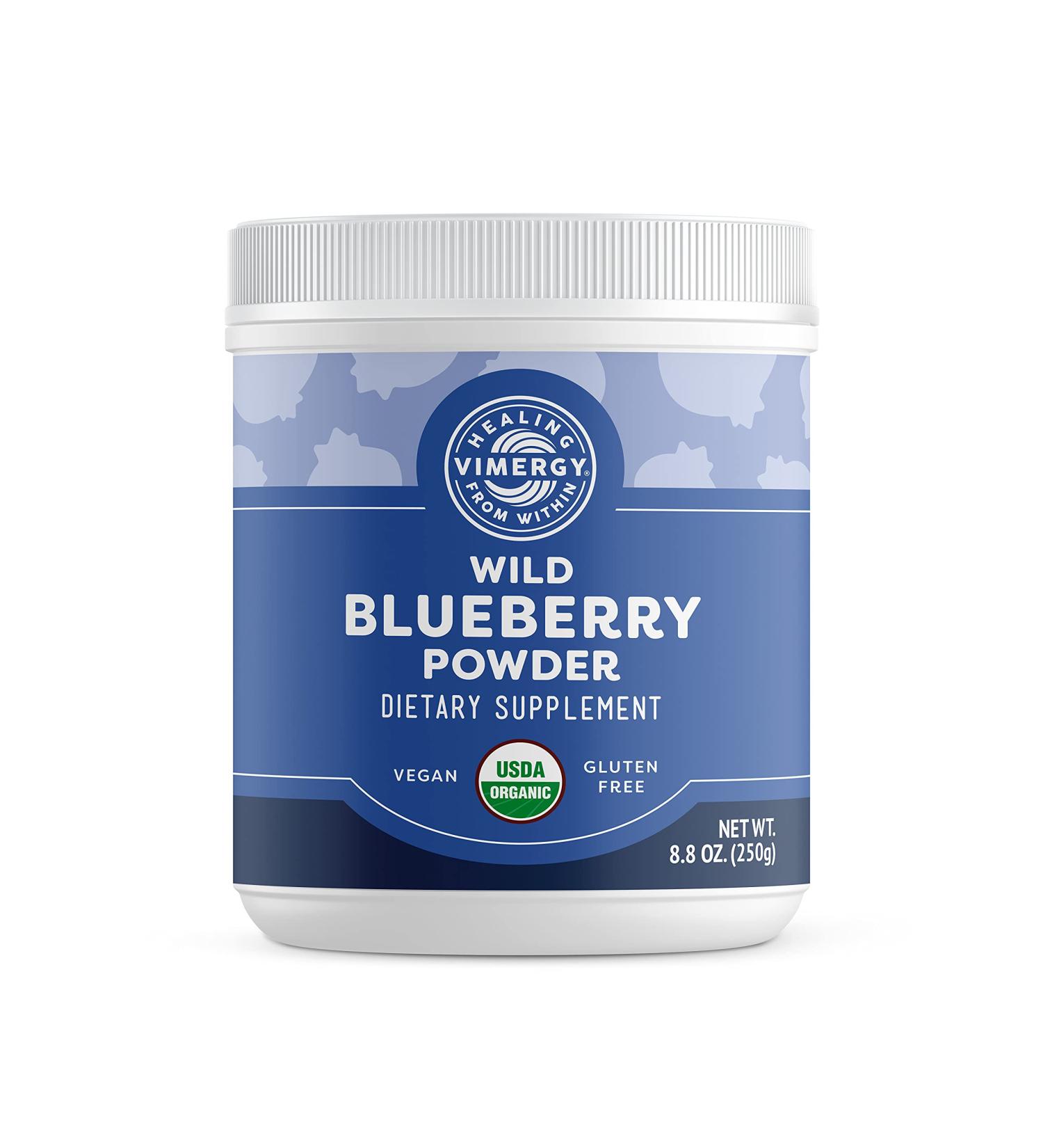 Vimergy USDA Organic Wild Blueberry Powder - Non-GMO, Gluten-Free, Vegan - 250g - Buy Online on GoSupps.com