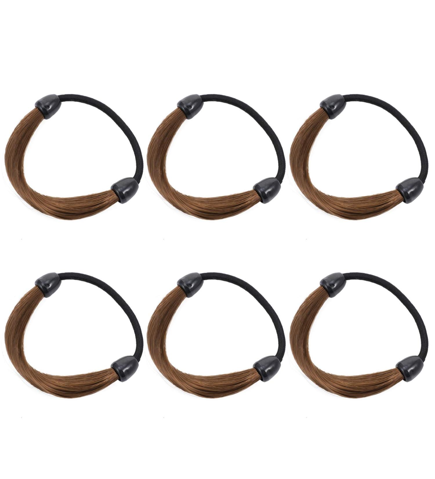 Amosfun 6-Piece Wig Hair Rubber Elastic Ponytail Holders - Synthetic Hair Ties for Women & Girls in Coffee Brown - Buy Online on GoSupps.com