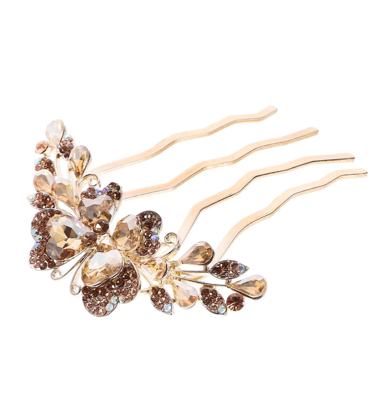 Beaupretty Hair Side Comb Rhinestone Hairpin Girls Hair Comb Clip 4-prong Hairpin Wedding Hair Accessory - Buy Online on GoSupps.com