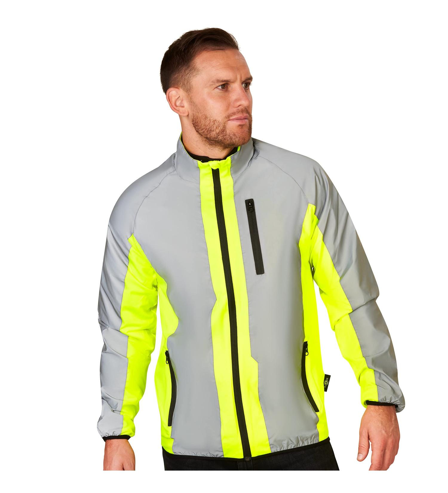 BTR Reflective Running & Cycling Jacket for Men - High Visibility L Yellow | Ideal for Safety & Comfort - Buy Online on GoSupps.com