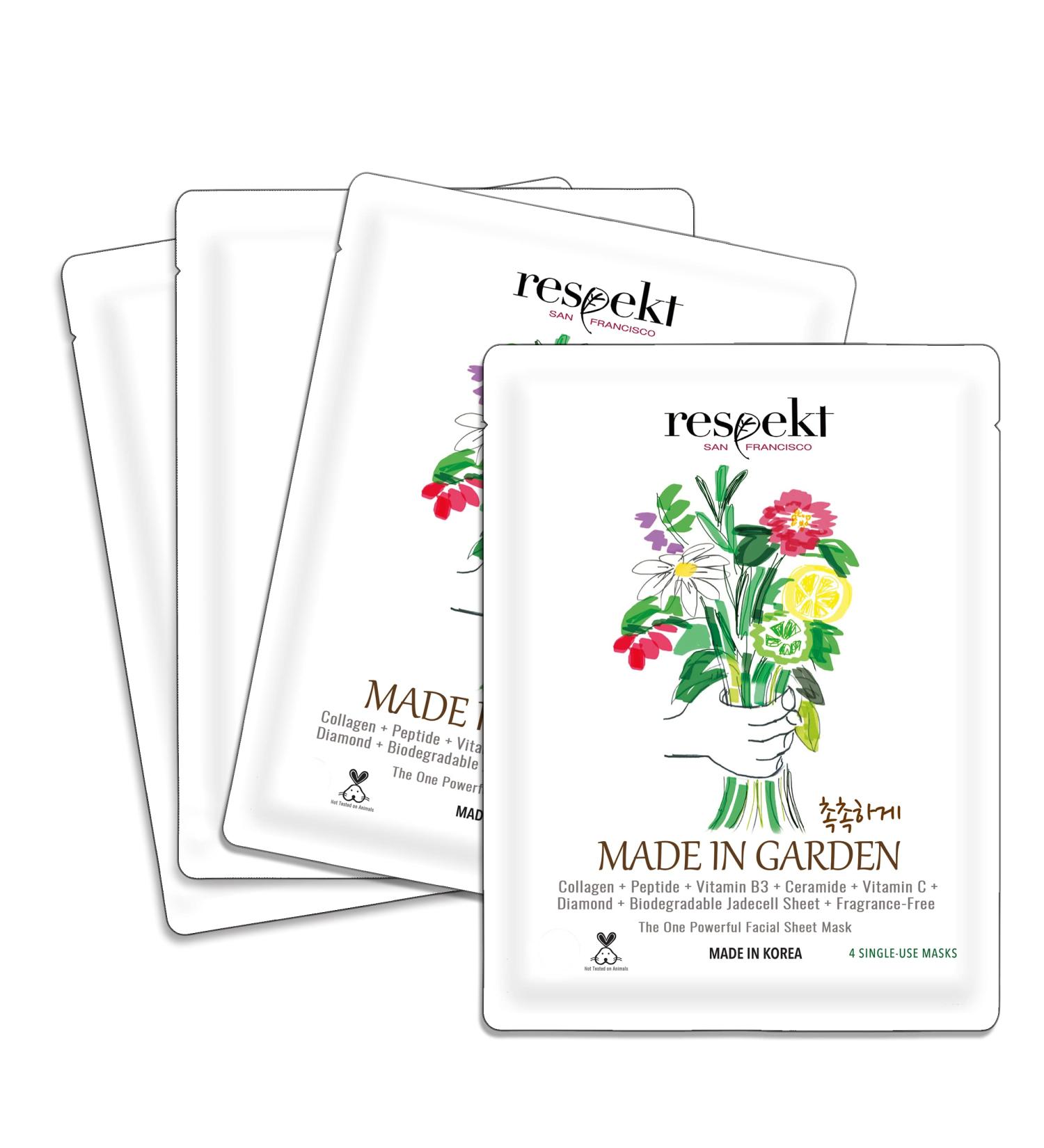 RESPEKT Facial Sheet Masks: Pore Tightening, Collagen Boost, Dark Spots, Intensive Moisturizing - Hyaluronic Acid, Diamond Powder, Vitamin C - 1 Pack - Buy Online on GoSupps.com