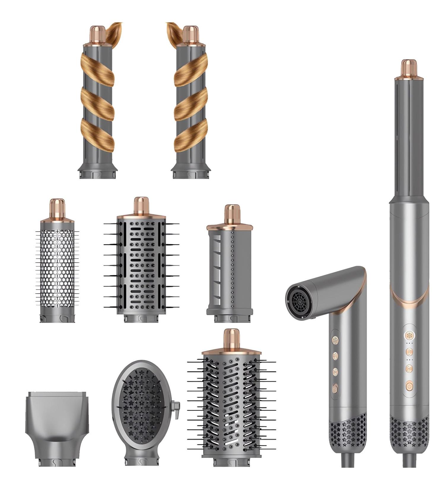 8 in 1 Flexstyle Hair Styler & Dryer - Fast Drying Negative Ion Magic Hot Air Tool for Hair Curling & Styling Gray - Buy Online on GoSupps.com