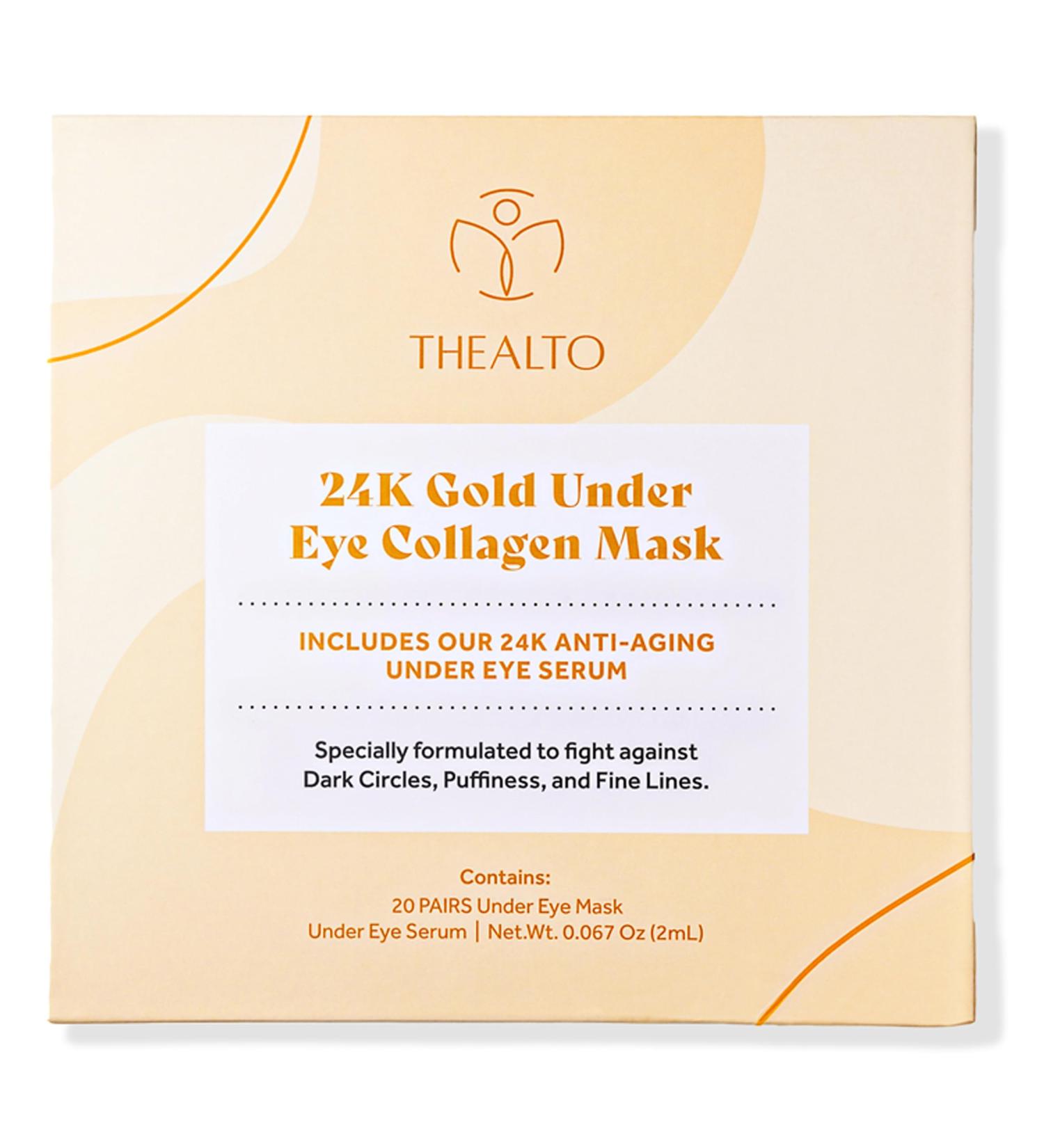 24k Gold Under Eye Mask with Collagen - 20 Pairs & Mini Eye Serum - Reduce Dark Circles Puffiness & Fine Lines - Value Set - Buy Online on GoSupps.com
