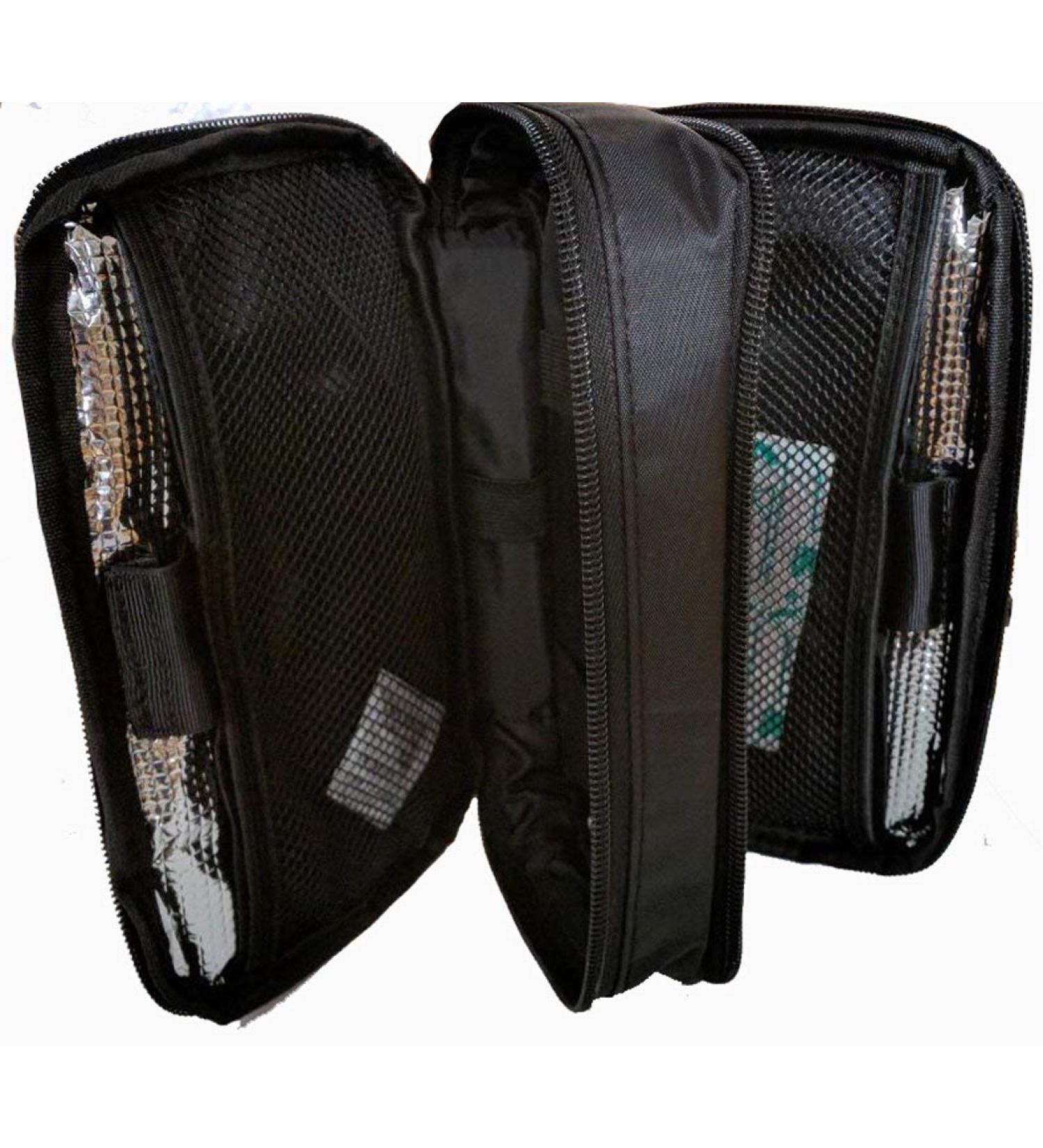 Double Bag Diabetic Travel Organizer Cooler Bag with Ice Packs - Black - Buy Online on GoSupps.com