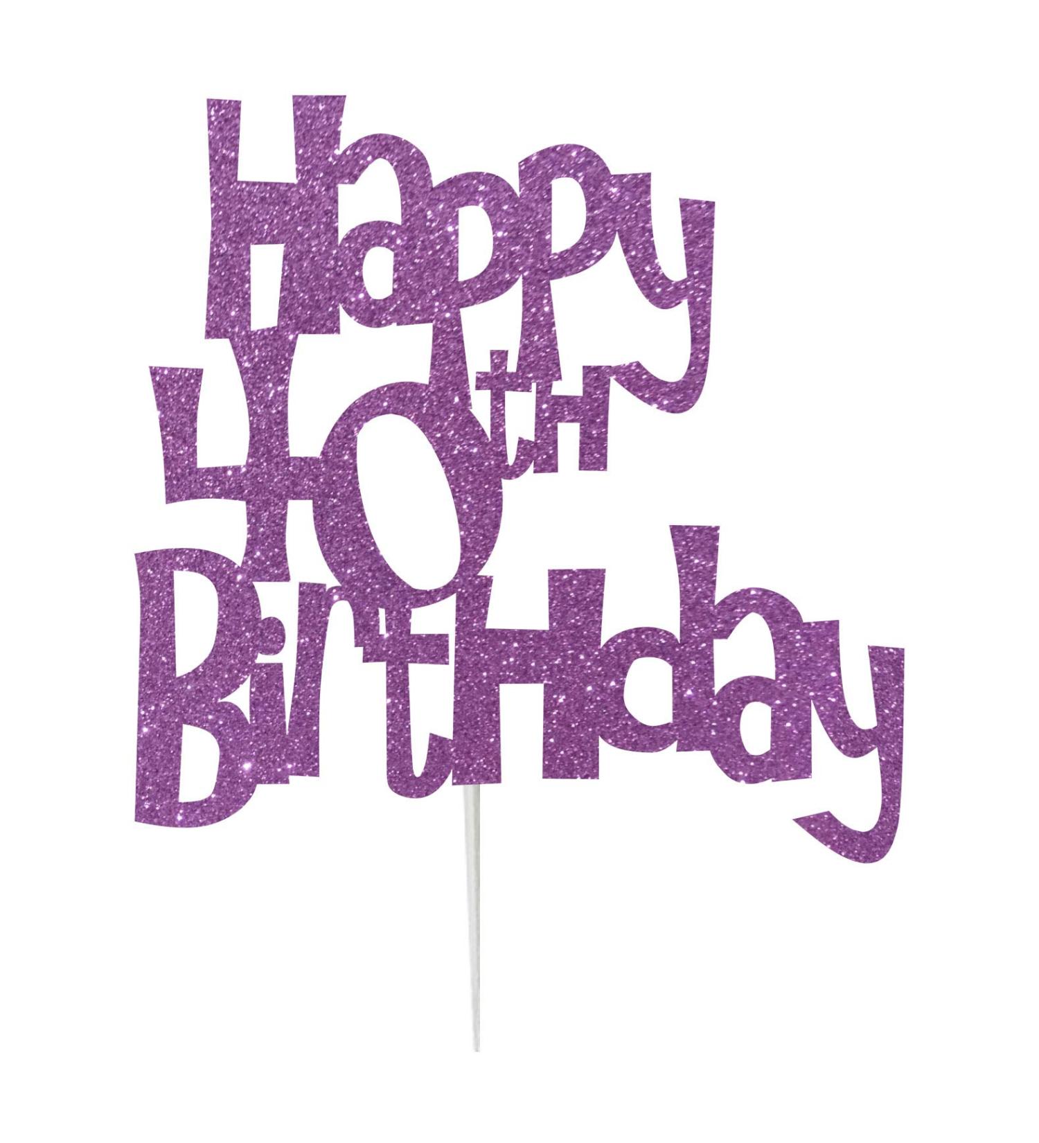 Happy 40th Birthday Cake Topper Decoration in Fun Style (Made in UK) - Light Purple
