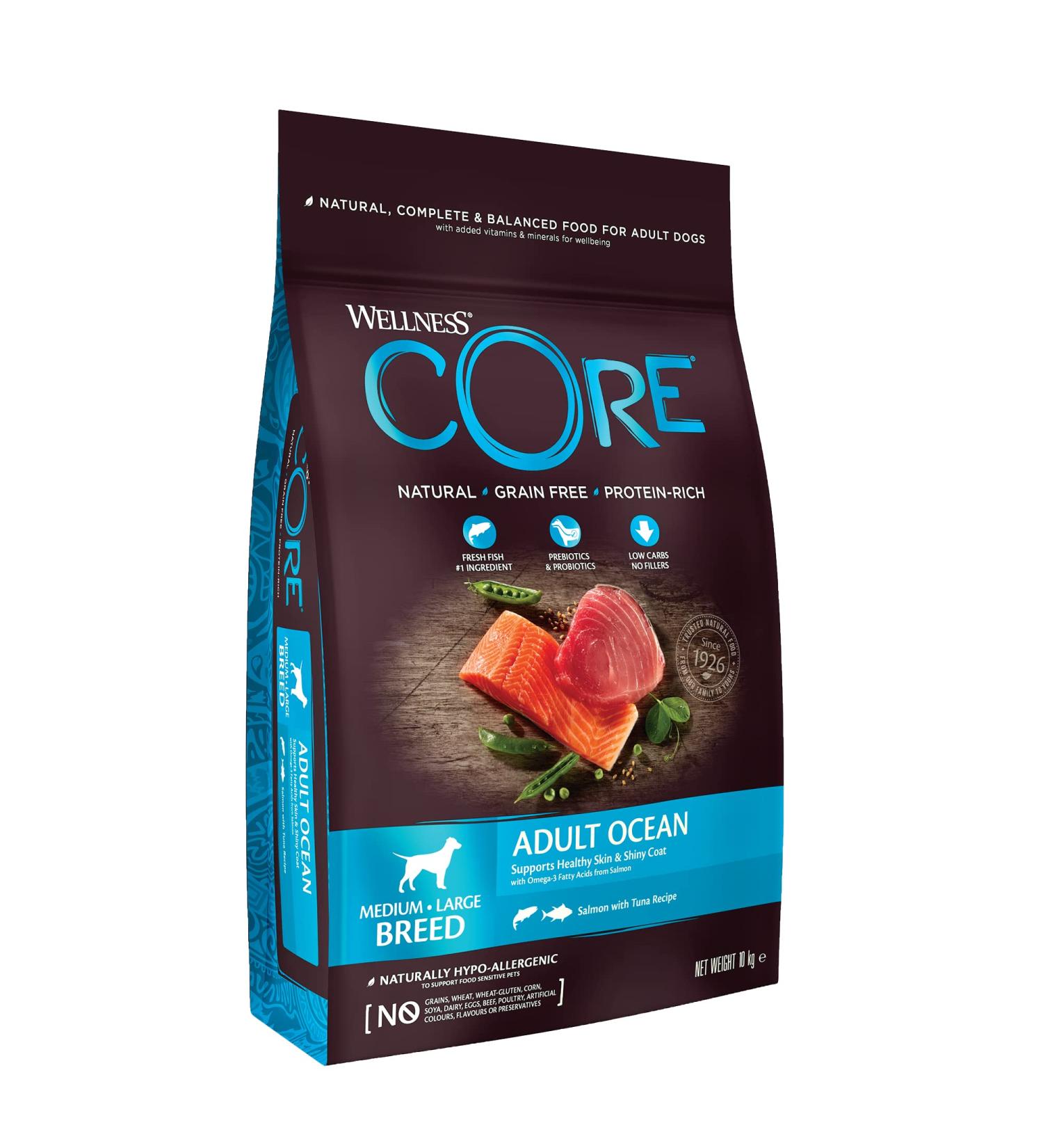 Wellness Core Ocean Natural and Grain-Free Large and Medium Dog Food Salmon/Tuna 10 kg - Buy Online on GoSupps.com