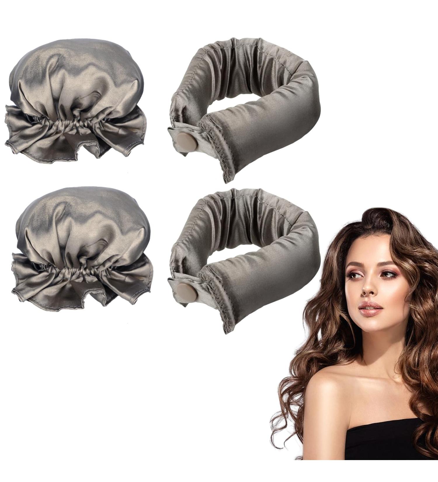 Heatless Curls Band - Overnight Satin Curlers Set of 4 | No Heat Hair Rollers for Effortless Waves (Silver Gray) - Buy Online on GoSupps.com