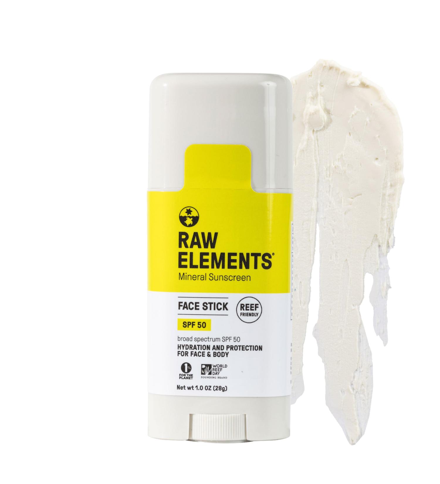 Raw Elements Face Stick SPF 50 - All-Natural Mineral Sunscreen Reef Safe Travel Size Broad Spectrum Protection for All Ages - Buy Online on GoSupps.com