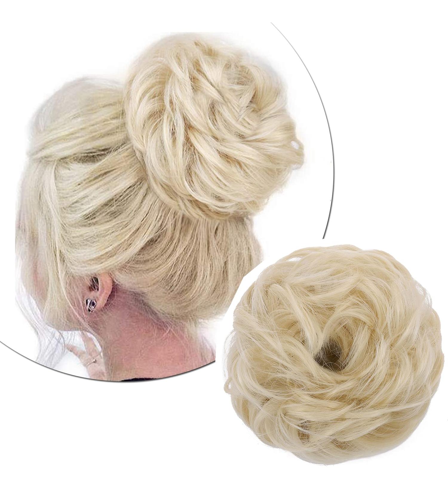 Silk-Co Hair Part with Rubber Band - Wavy Soft Dutt Hair Extensions for Messy Bun Updos - 45g Bleach Blonde Thickening Hair - Buy Online on GoSupps.com