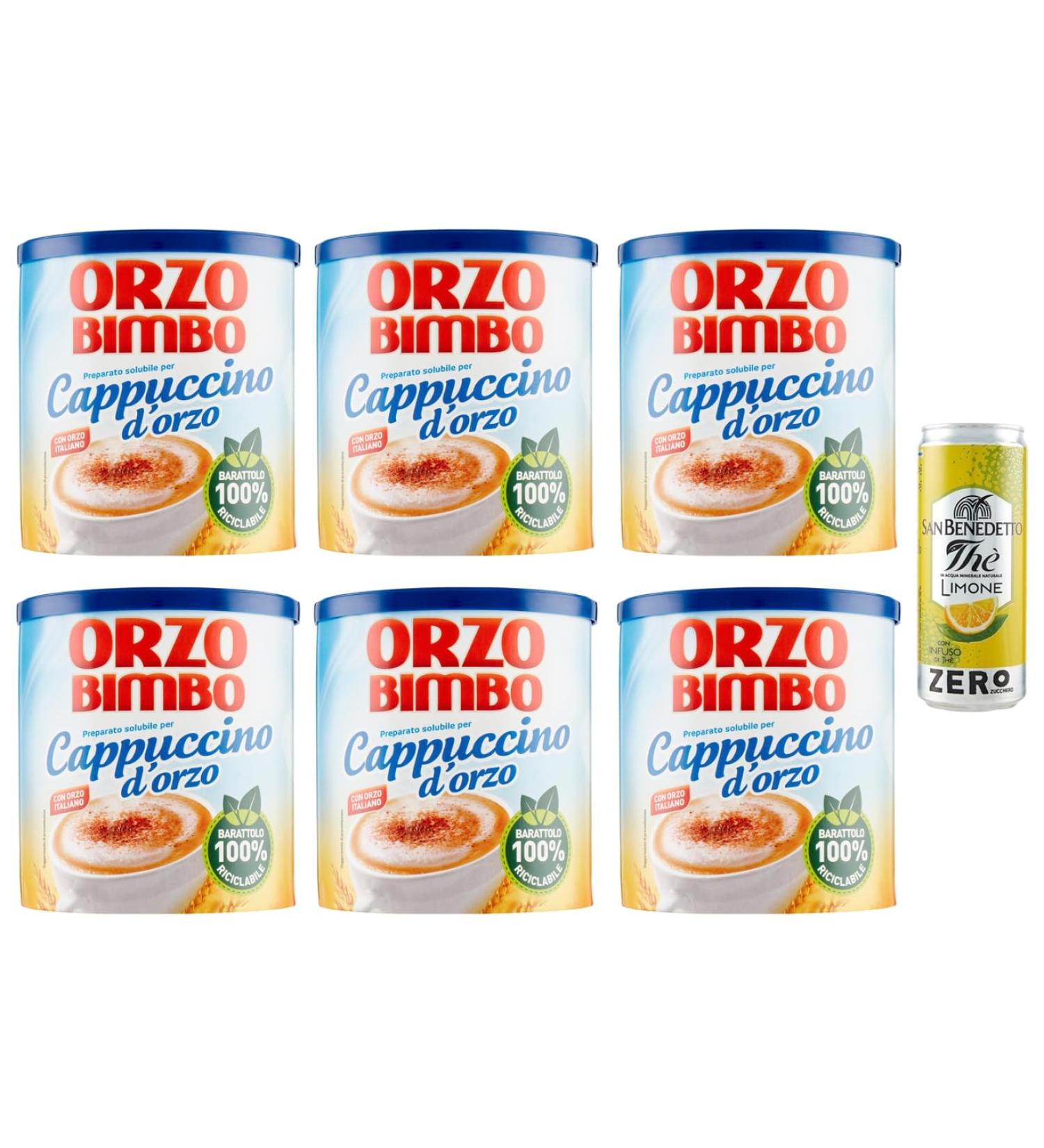 Orzo Bimbo Cappuccino D'orzo Solubile Lot de 6 cappuccino solubles l'orge - Alternative sans caf ine de 150 g + 1 bo te de th glac San Benedetto au citron sans sucre - 330 ml - Buy Online on GoSupps.com