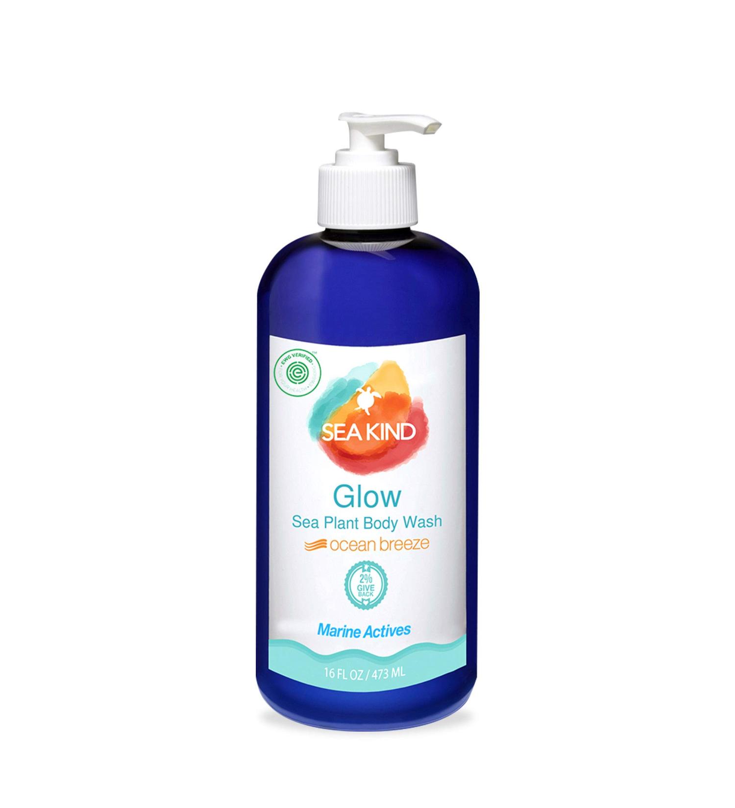 Sea Kind Glow Wash - Ocean Breeze Scent, 16 Fl Oz, All-Natural & Moisturizing Vegan Wash for Women, Men, and Kids - Buy Online on GoSupps.com