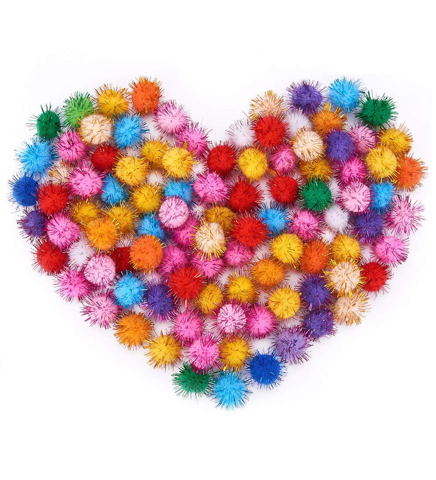 PandaHall 100 Pcs Assorted Multicolor Pom Poms 25mm - DIY Arts & Crafts Decorations - Buy Online on GoSupps.com