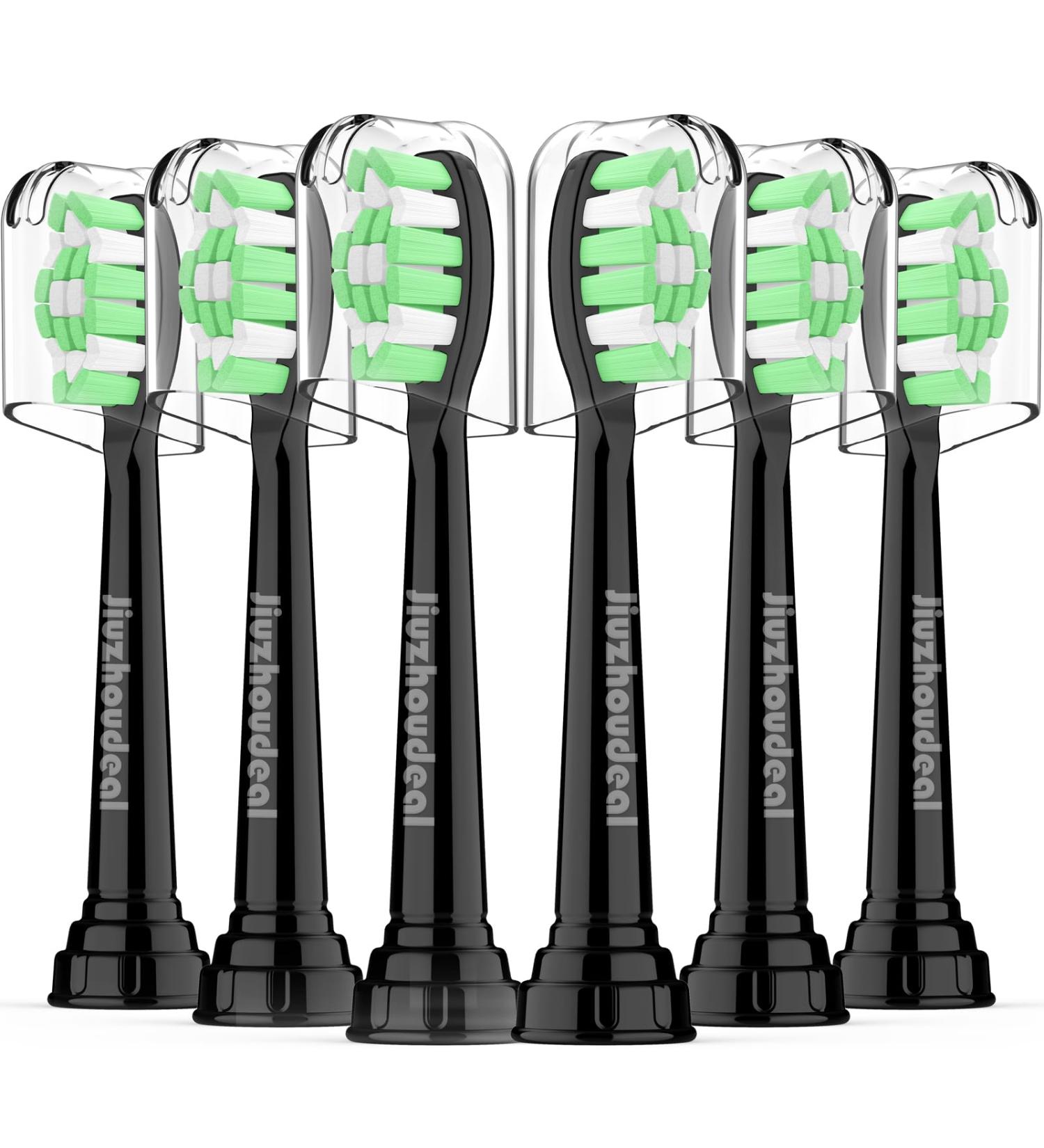 Toothbrush Replacement Heads for Philips Sonicare DiamondClean & ProtectiveClean | 6 Pack Black Brush Heads - Perfect Fit for 4100 5100 6100 C2 G2 Electric Toothbrushes - Buy Online on GoSupps.com