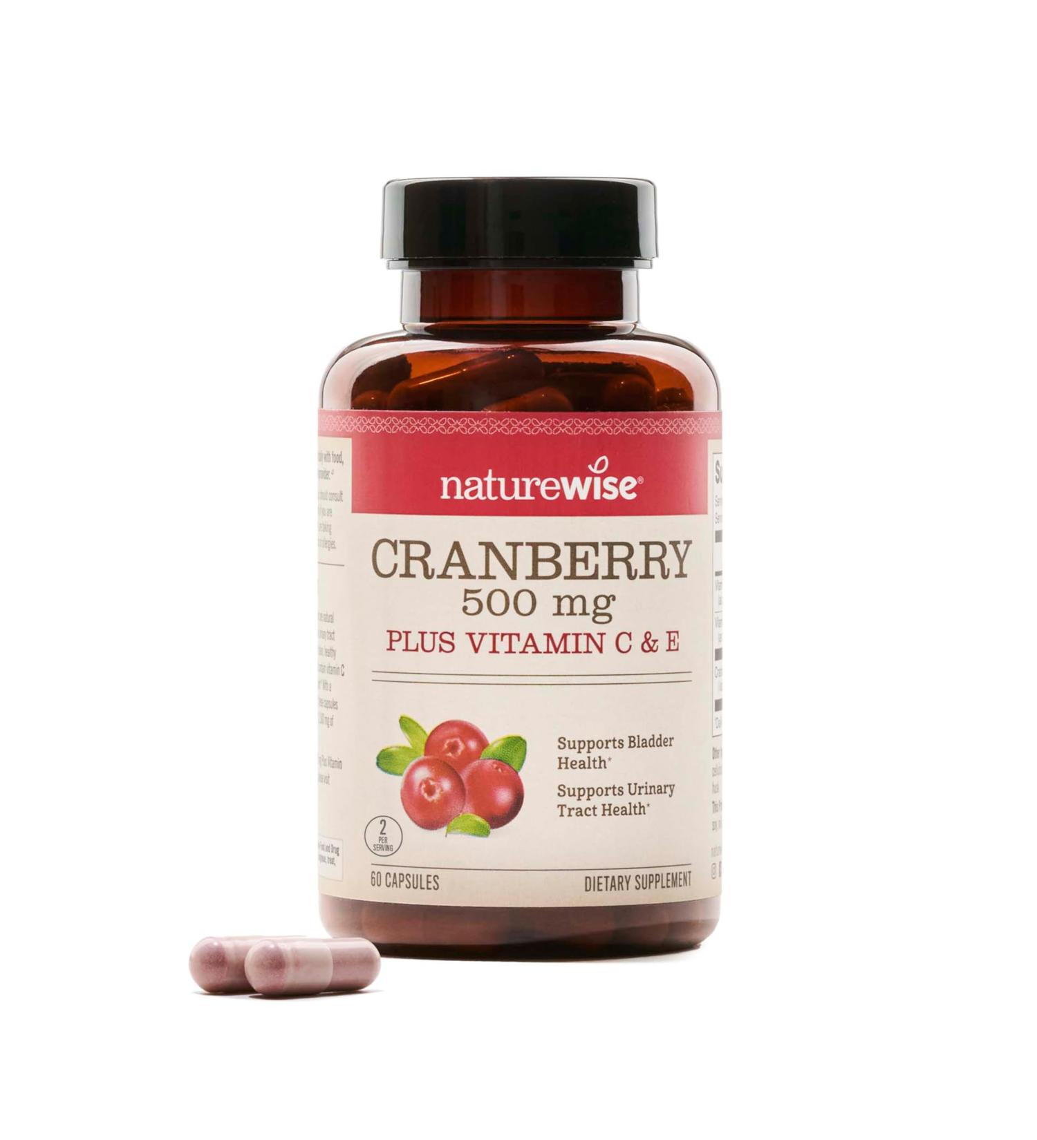NatureWise Cranberry Extract Pills 12 500mg - Vegan Urinary Tract & Immune Support with Vitamin C & E - Sugar-Free Non-GMO - 60 Capsules - Buy Online on GoSupps.com