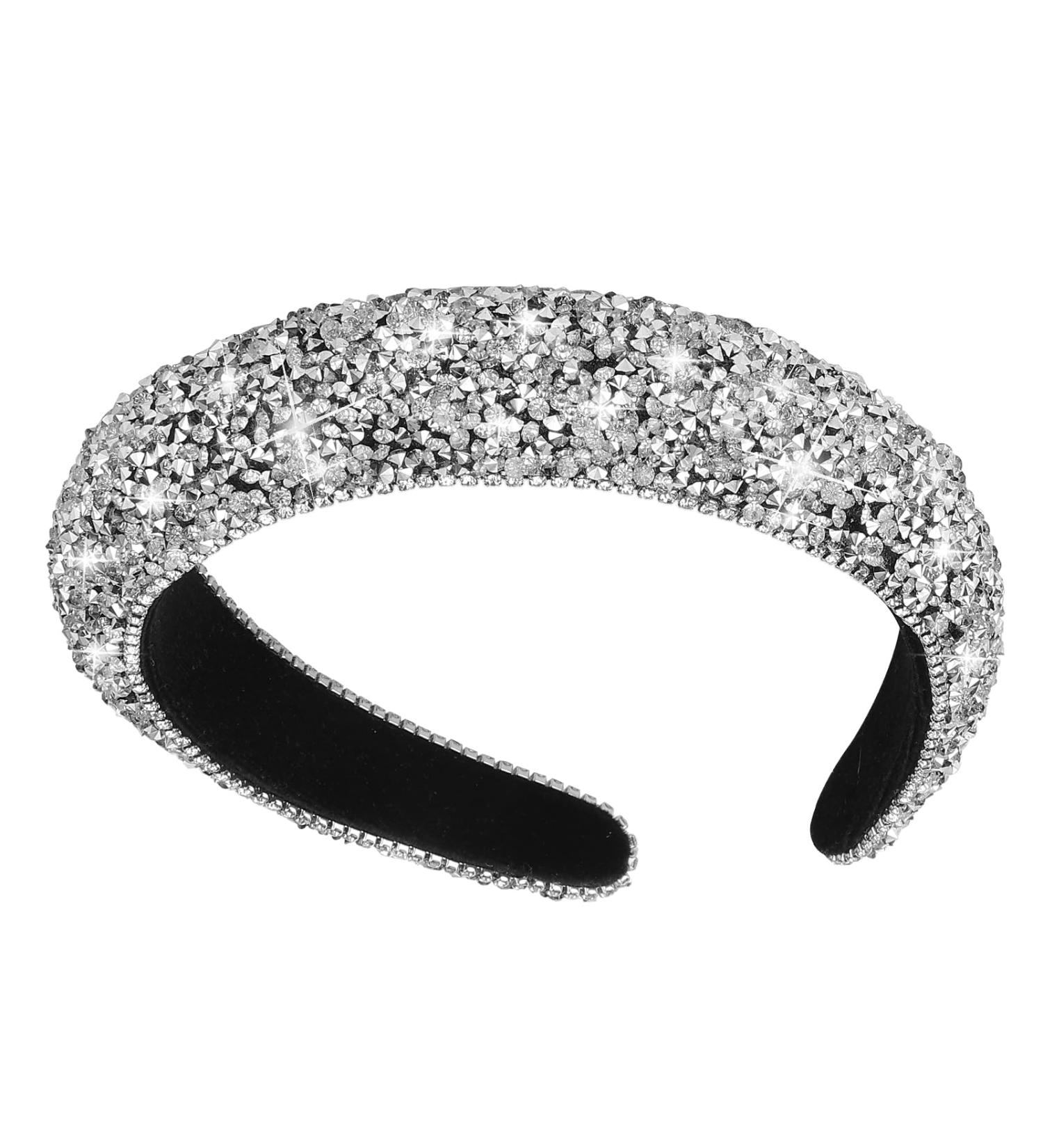 Sibba Rhinestone Padded Hairband - Crystal Beaded Wide Band Headpiece for Women - Buy Online on GoSupps.com