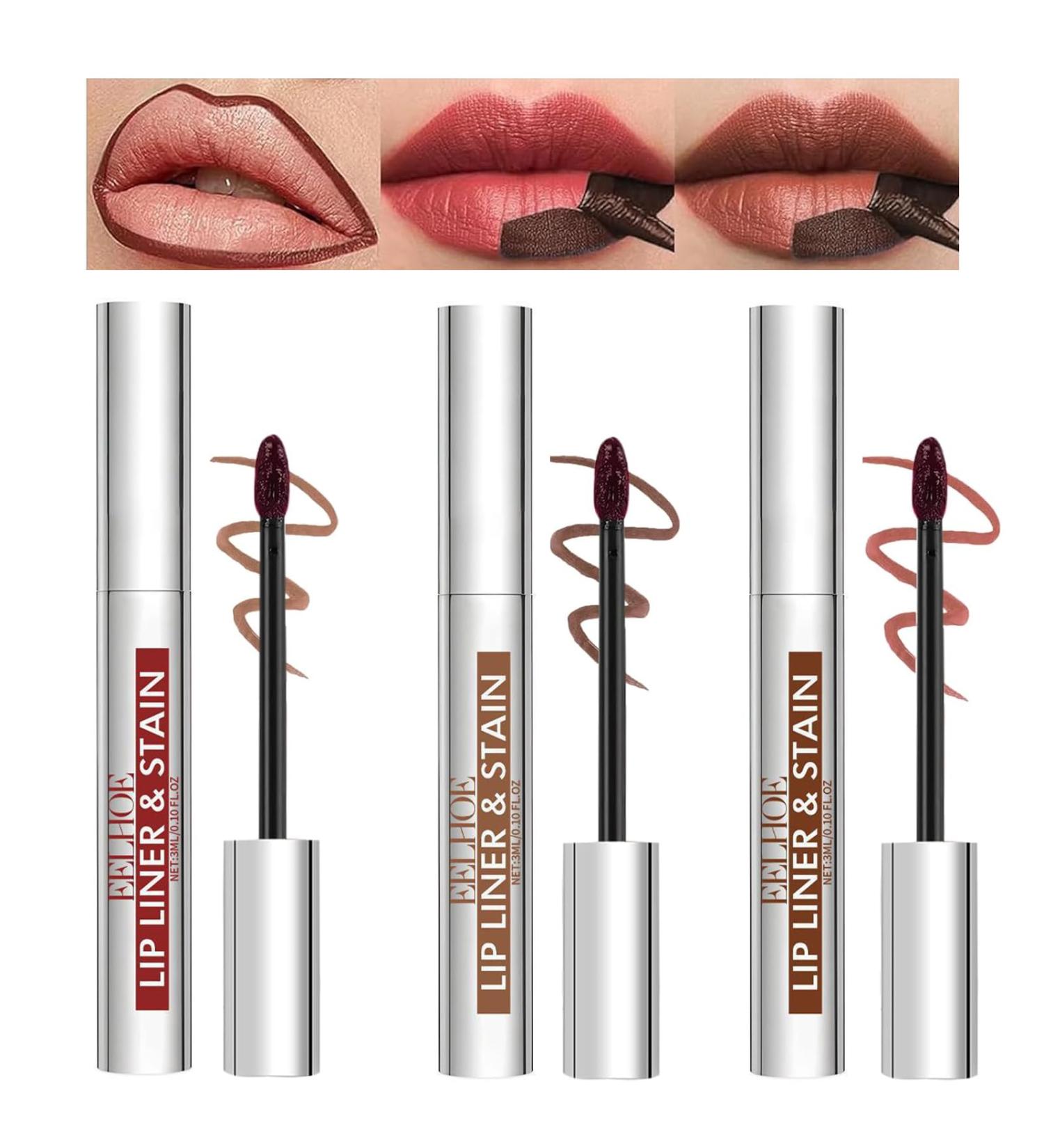 Pakivs 3Pcs Peel Off Lip Liner Long Lasting Tattoo Lip Pencil Waterproof Peel Off Matte Finish Lip Stain Highly Pigmented Lip Gloss - Buy Online on GoSupps.com