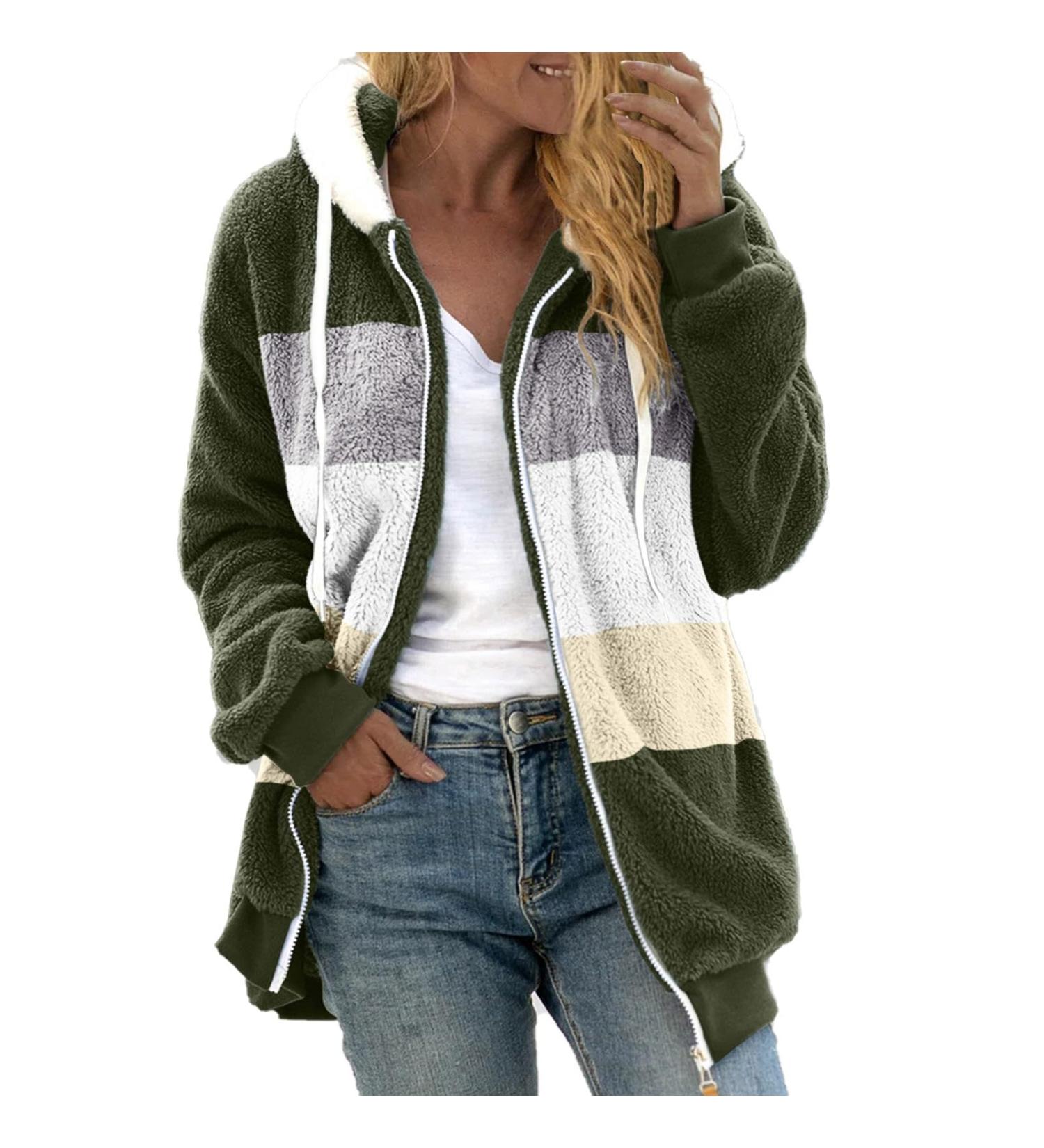 Hanxiulin Oversized Plush Hoodie Jacket for Women - Lightweight Winter Coat Breathable Outdoor Fashion Warm Wool & Down Blend XL AG - Buy Online on GoSupps.com