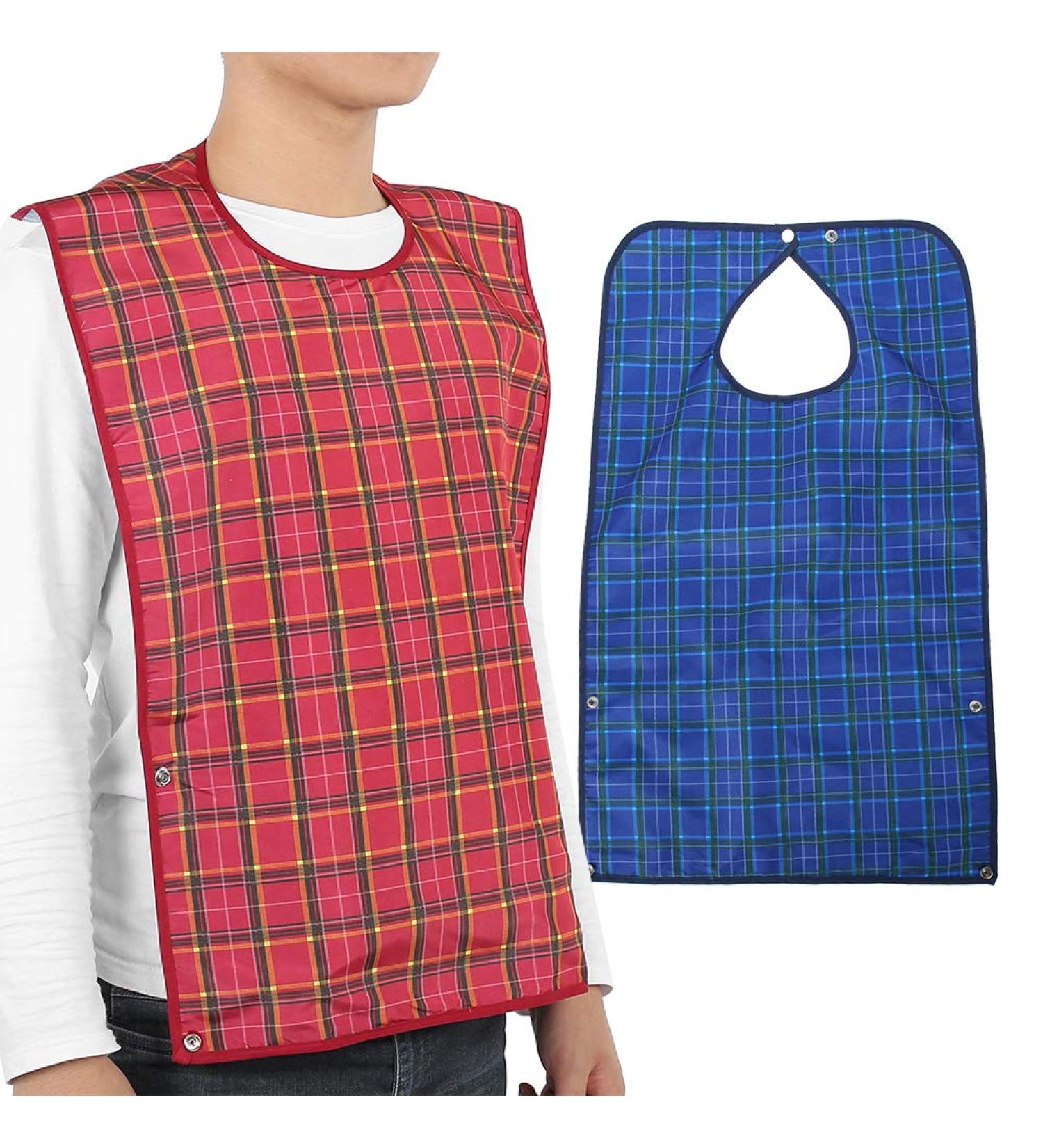 Adult Bibs 2 Pack Waterproof Apron Set for Men Women for Eating with Adjustable Strap Washable Reusable Large Terry Cloth for Elderly Seniors and Disabled Extra Long Clothing Protector - Buy Online on GoSupps.com