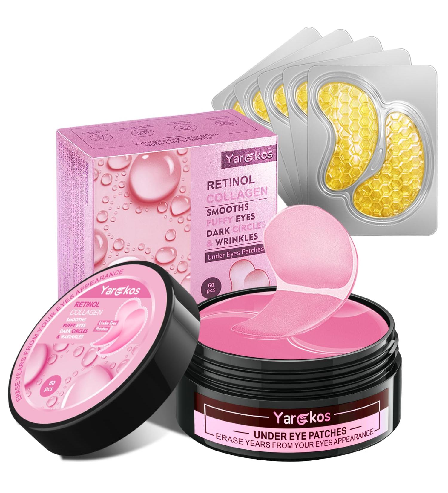 60 Pcs Pink Under Eye Patches & 24K Gold Eye Mask - Dark Circles & Puffiness Treatment - Collagen Gel Pads for Hydration & Wrinkle Relief - Buy Online on GoSupps.com