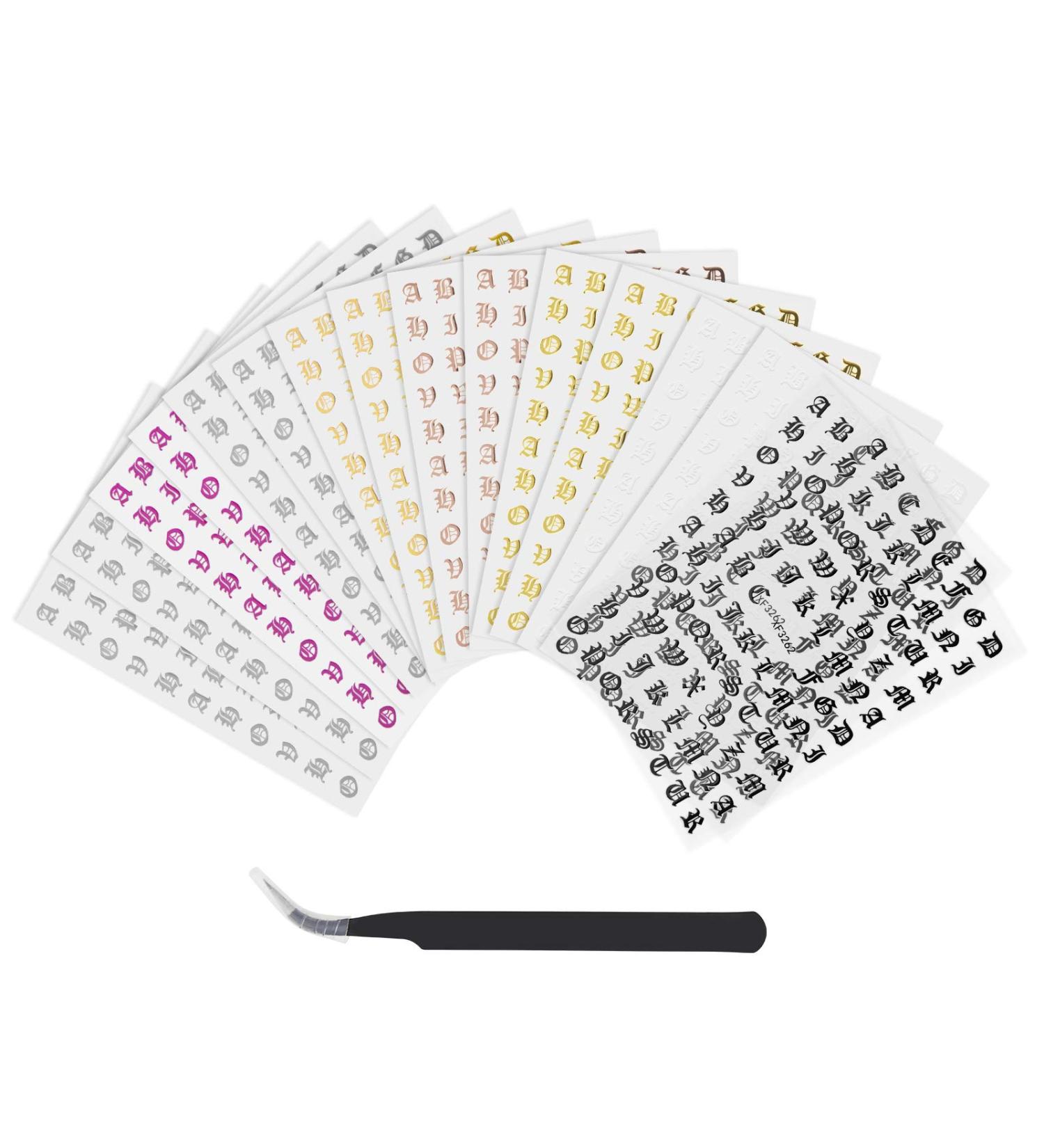 16 Leaves 3D Abstract Nail Art Stickers - Self-Adhesive DIY Nail Decoration with Tweezers - 8 Colors for Stunning Manicure - Buy Online on GoSupps.com