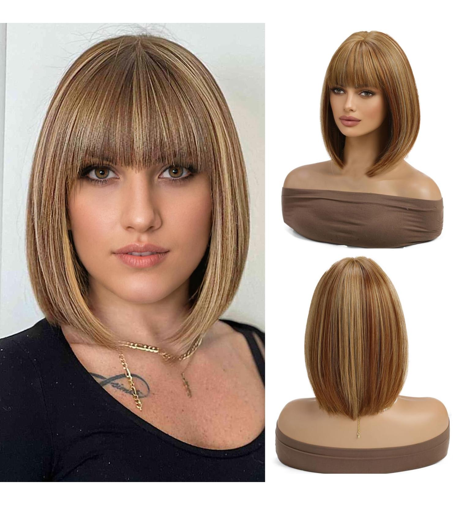 Shop Esmee Short Dark Blonde Bob Wig with Fringe - 14 Synthetic Cosplay Wig for Women - International Shipping Available - Buy Online on GoSupps.com