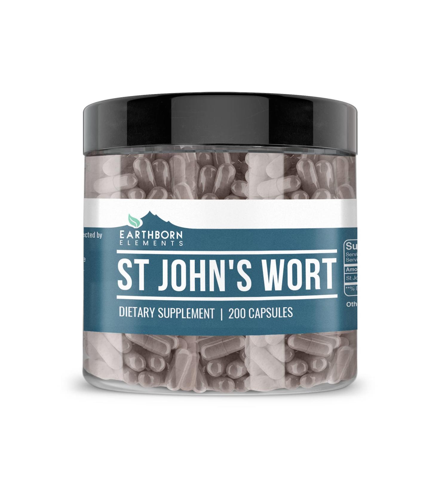 Earthborn Elements St. Johns Wort 200 Capsules - Pure & Undiluted - No Additives - 200 Count - Buy Online on GoSupps.com