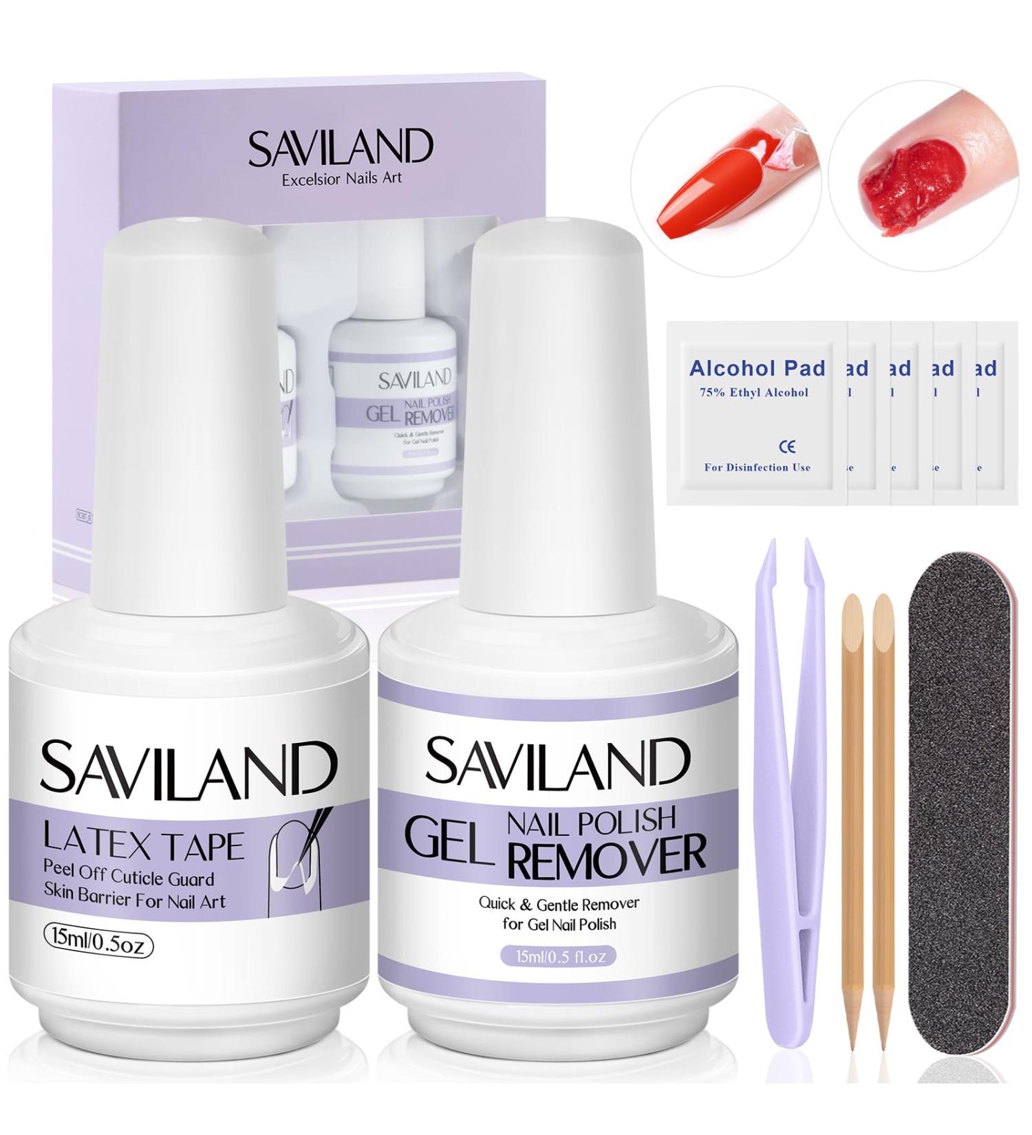 Saviland Liquid Latex & Gel Nail Polish Remover Kit - 15ml Gel Nail Polish Remover with Liquid Latex Nails Peel Quick Drying & Easy Remove Nail Polish Not Harmful To Skin and Nails Nail Polish Remover-02 - Buy Online on GoSupps.com