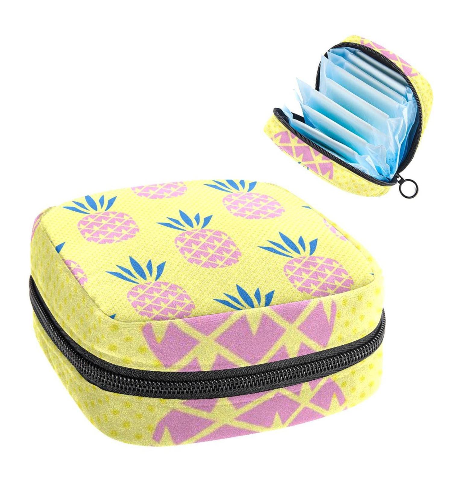 Women's Bonds Storage Pockets Stillpad Holder - Portable Pink Pineapple Period Kit Feminine Product Bag for Girls - Buy Online on GoSupps.com