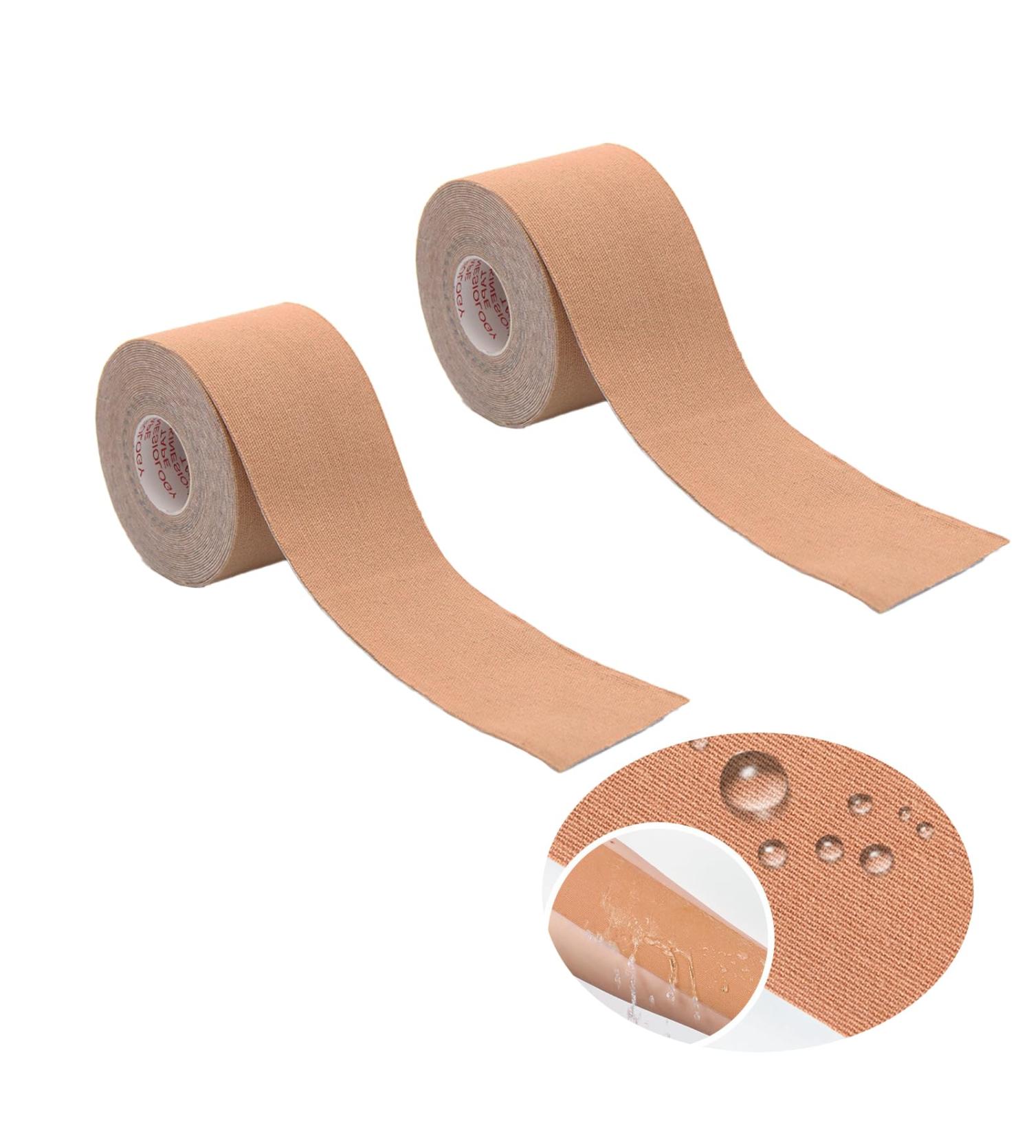 2 Rolls Kinesiology Tape - Waterproof Athletic Tape for Pain Relief & Joint Support | 20 Precut Strips | Muscle Injury Prevention (Beige - Buy Online on GoSupps.com
