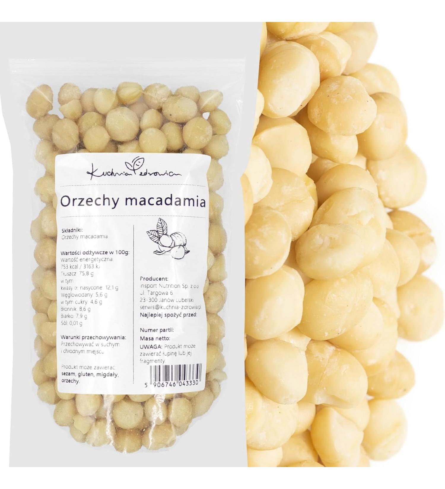 Kuchnia Zdrowia - Macadamia Nuts - Whole Nuts - Unsalted - High Quality - Leak Proof Zipper Packaging - Doypack : (250 Grams) - Buy Online on GoSupps.com