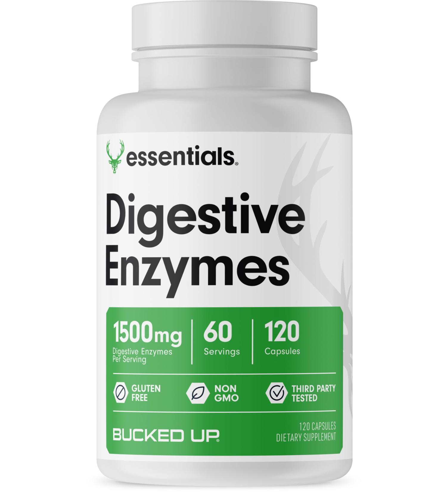 Bucked Up Digestive Enzymes (1500 mg) Essentials (60 Servings 120 Capsules) - Buy Online on GoSupps.com