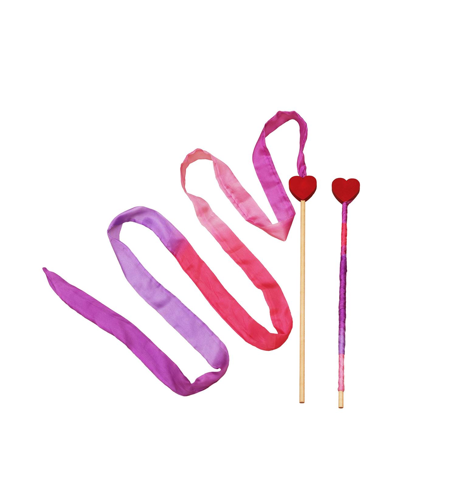 Sarah's Silks 8ft Heart Silk Streamer Ribbon Dancer Wand - 100% Real Silk, Baltic Birch Wood - Buy Online on GoSupps.com