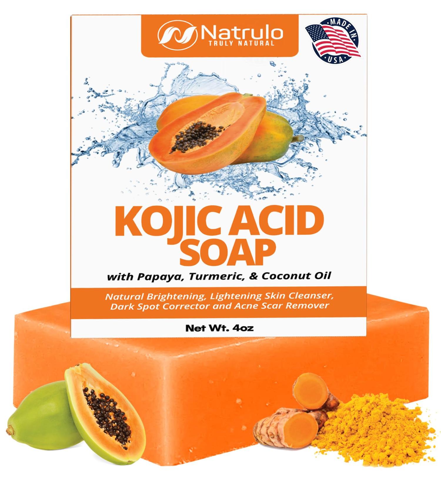 Kojic Acid Soap for Hyperpigmentation & Skin Brightening - Turmeric Papaya Dark Spot Cleanser - Reduces Acne Scars & Evens Tone - USA Made Body Wash for All Skin Types - Buy Online on GoSupps.com