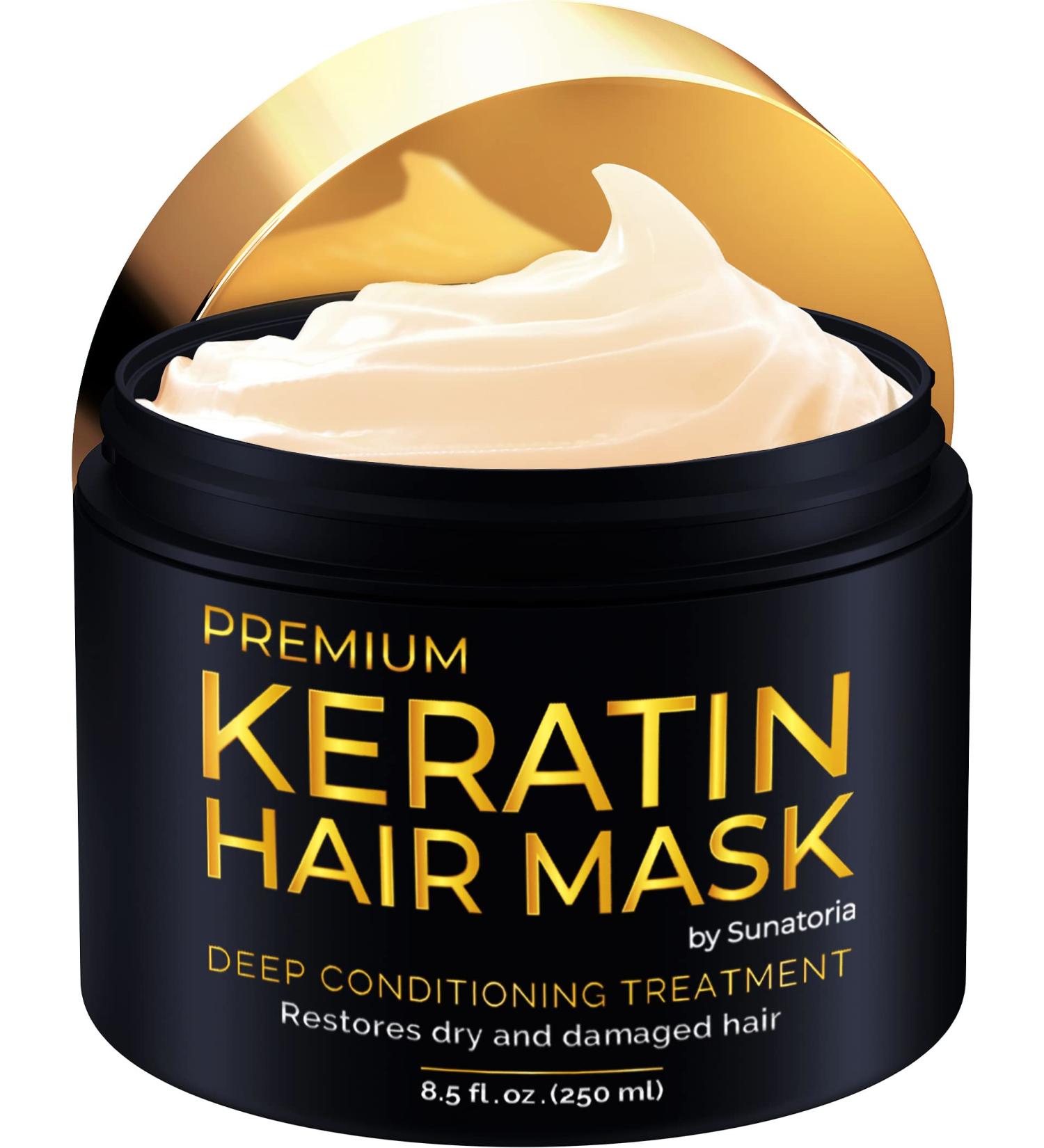 Sunatoria Keratin Hair Mask - Professional Treatment for Repair, Nourishment & Beauty - With Hydrolyzed Keratin for Extra Hydration - Gold Keratin Formula - Buy Online on GoSupps.com