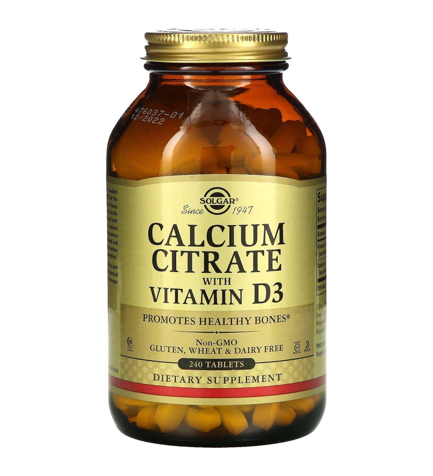 Solgar Calcium Citrate with Vitamin D3 240 Tablets