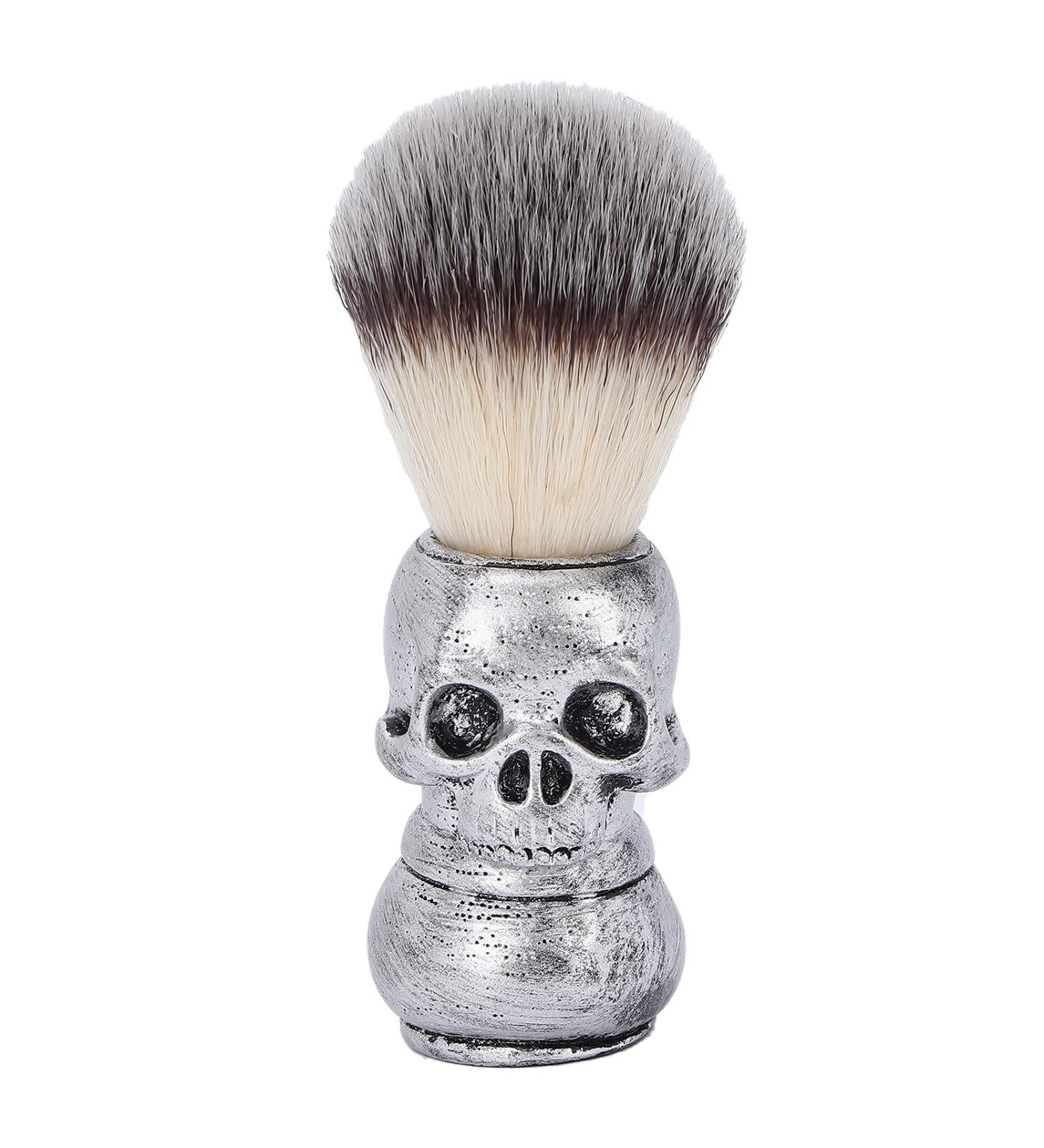 Men's Beard & Hair Shaving Brush - Creative Skeleton Handle | Professional Barber Tool & Gift for Men (Silver) - Buy Online on GoSupps.com
