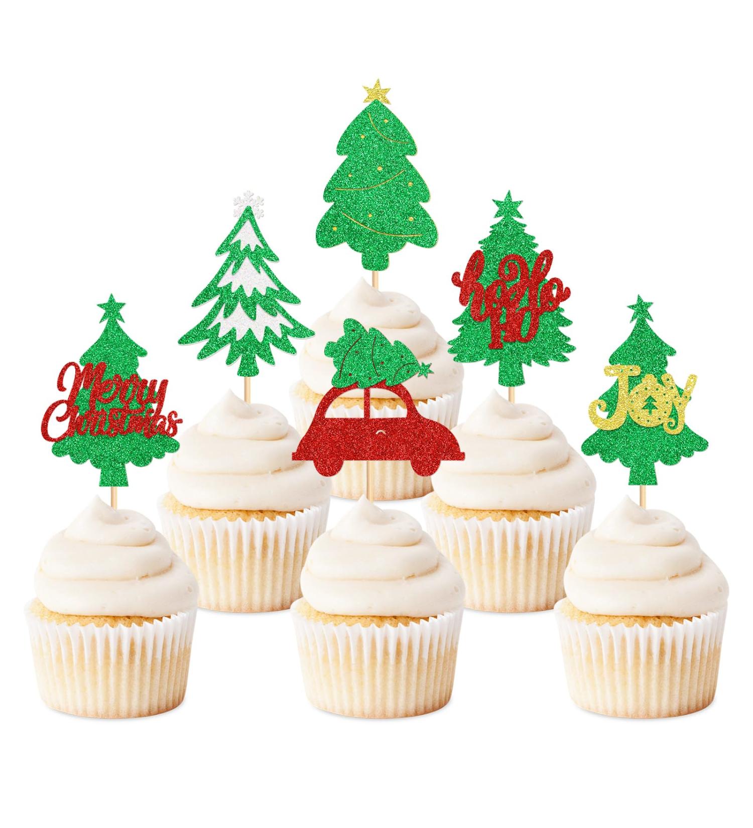 Keaziu 24PCS Merry Christmas Cupcake Toppers Christmas Theme Tree Snowflake Gift Socks Cupcake Picks Chirstmas Decoration Party Decoration White - Buy Online on GoSupps.com