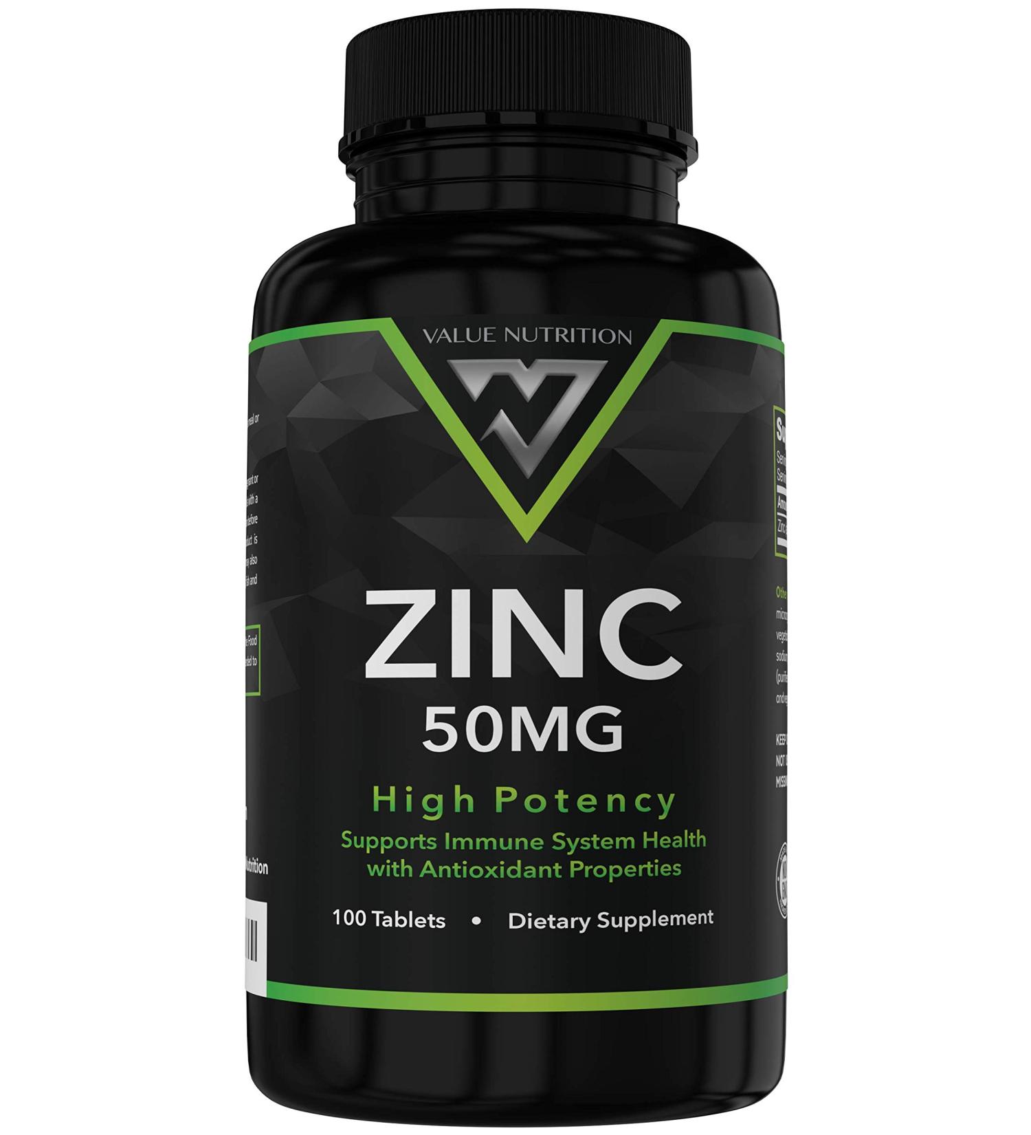 Zinc 50mg Immune Support Supplement - 100 High Potency Tablets | Supports Immune & Reproductive Health, Skin Vision Energy, Cell Growth, DNA Formation | Antioxidant Properties - Buy Online on GoSupps.com