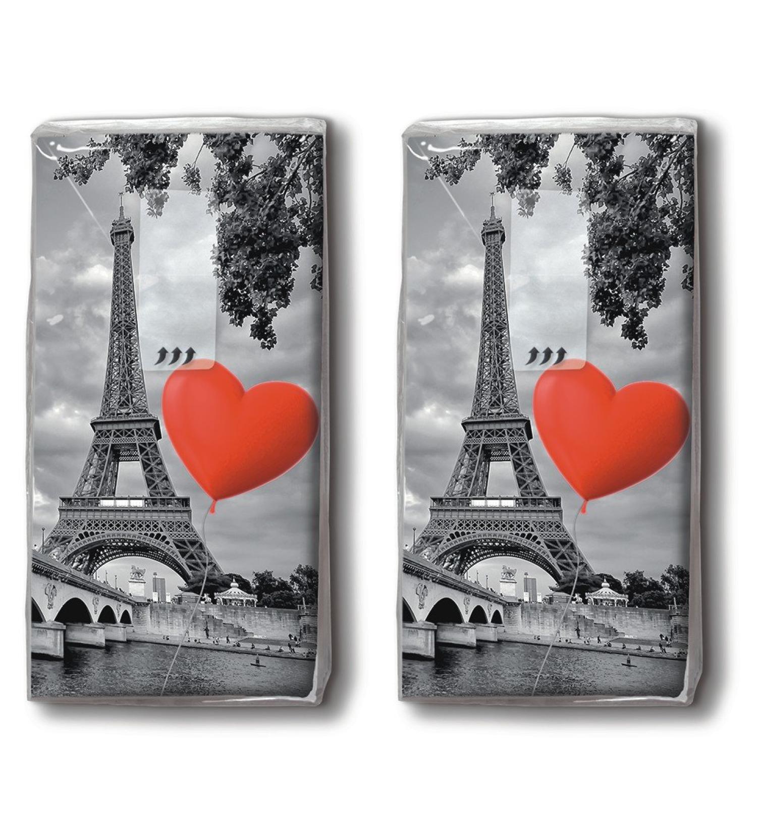 20 handkerchiefs (2x 10) City of Love Love is in the city / Paris / France / motif handkerchiefs