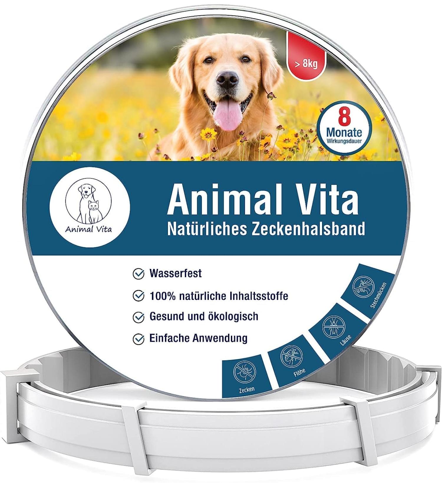Animal Vita Tick Collar for Dogs - Waterproof Adjustable & 8-Month Natural Protection Against Ticks - Buy Online on GoSupps.com
