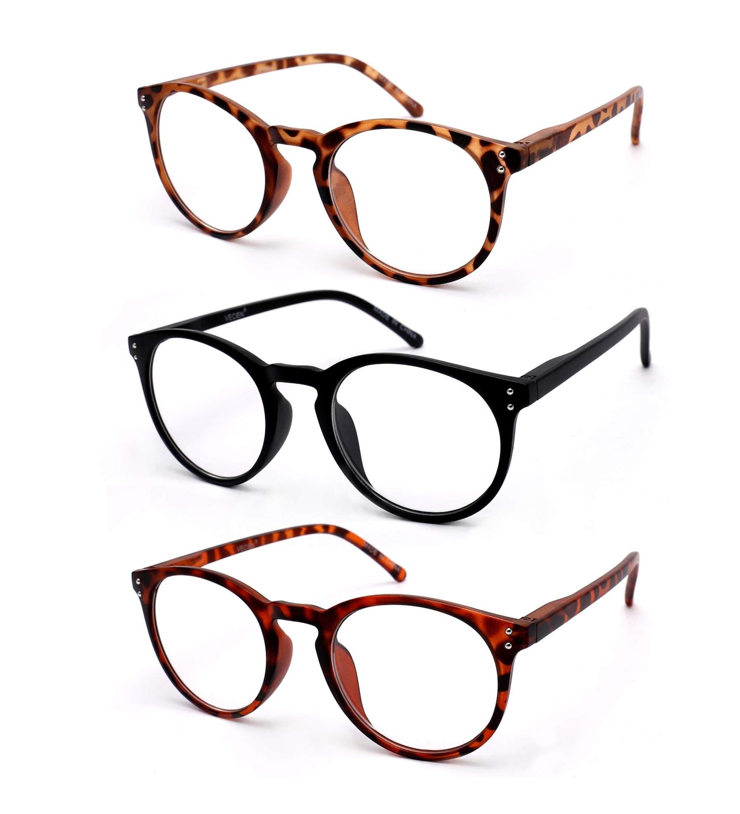 Vecien Reading Glasses - 3 Pieces with Spring Hinges Ultra-Clear Crystal Lenses Stylish Matte Finish Unisex Design 2.5 Diopter - Available in 3 Colors - Buy Online on GoSupps.com