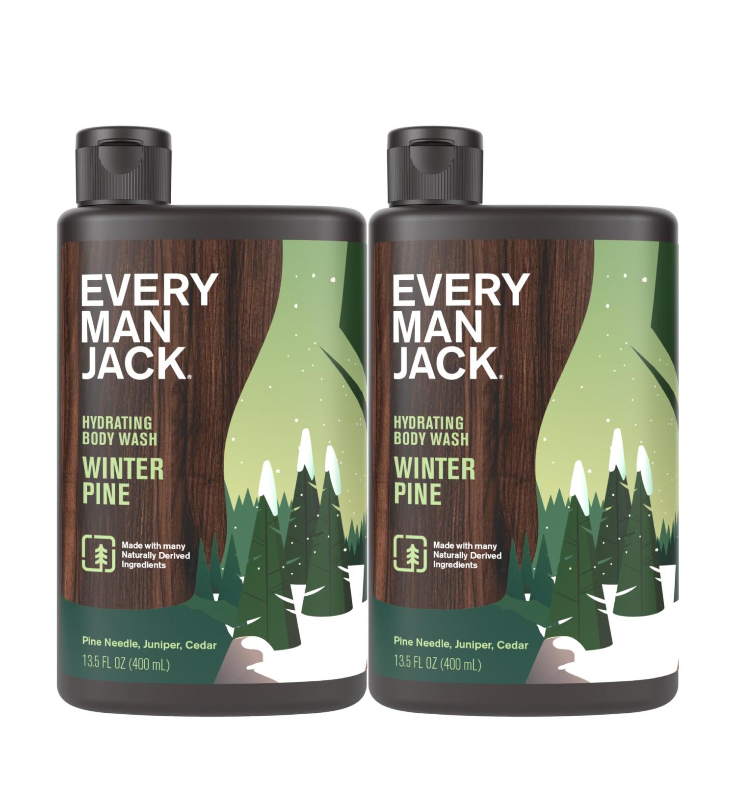 Every Man Jack Hydrating Body Wash - Winter Pine - Deeply Clean with Glycerin + Naturally Derived Ingredients - 13.5 oz (2 Pack) - Buy Online on GoSupps.com
