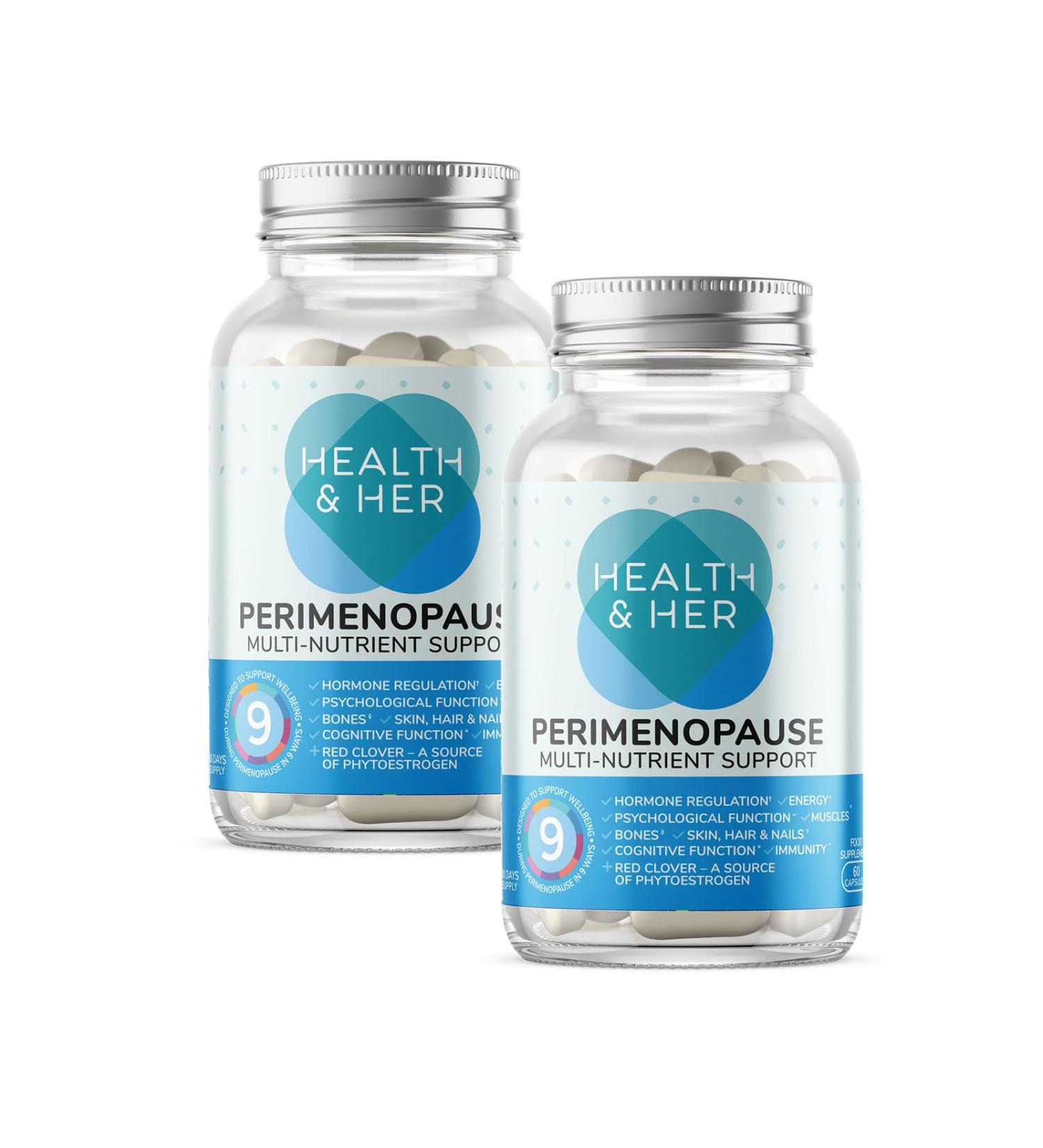 Health & Her Perimenopause Supplements for Women - Support During Perimenopause (The Early Stage of Menopause) - 2 Month Supply of 120 Perimenopause Vitamin Capsules - Vegan - Gluten Free Perimenopause 2 Pack - Buy Online on GoSupps.com