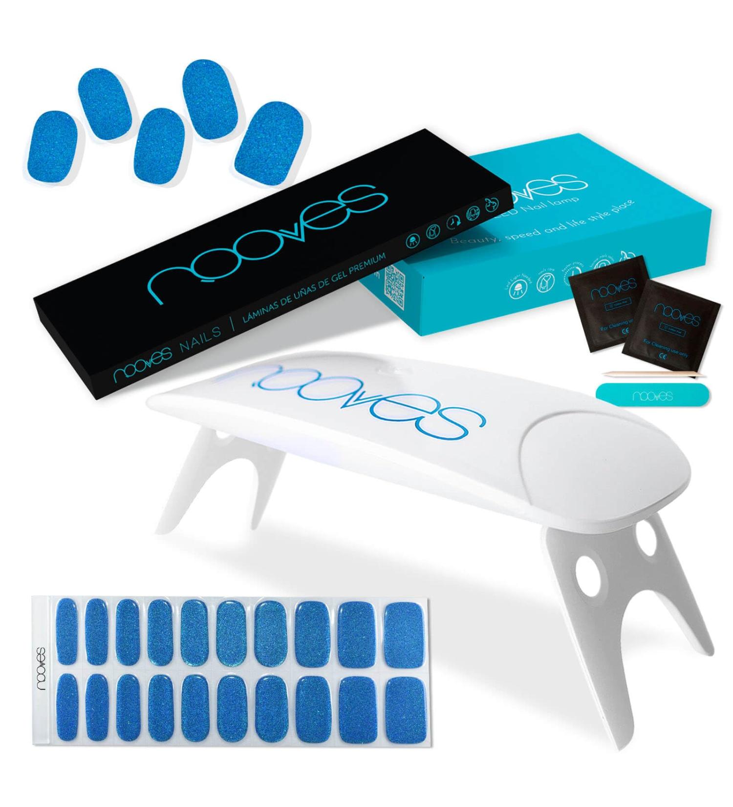  NOOVES NOOVES - 20 Pieces Glitter Gel Nail Polish + UV/LED Curing Lamp Premium Semi-Cured Gel Nails Gel Stickers with 1 Nail File - Buy Online on GoSupps.com