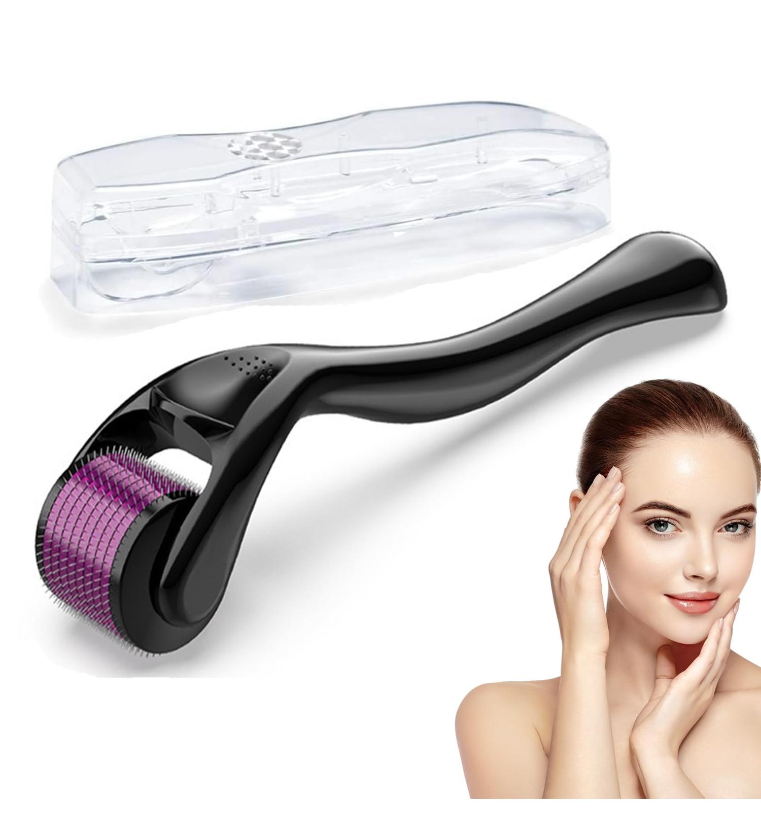JIEYUCHU Derma Roller 0.75 mm Dermaroller Hair 660 Titanium Micro Needle Roller for Face Skin Care Stimulate Hair Regrowth - Buy Online on GoSupps.com
