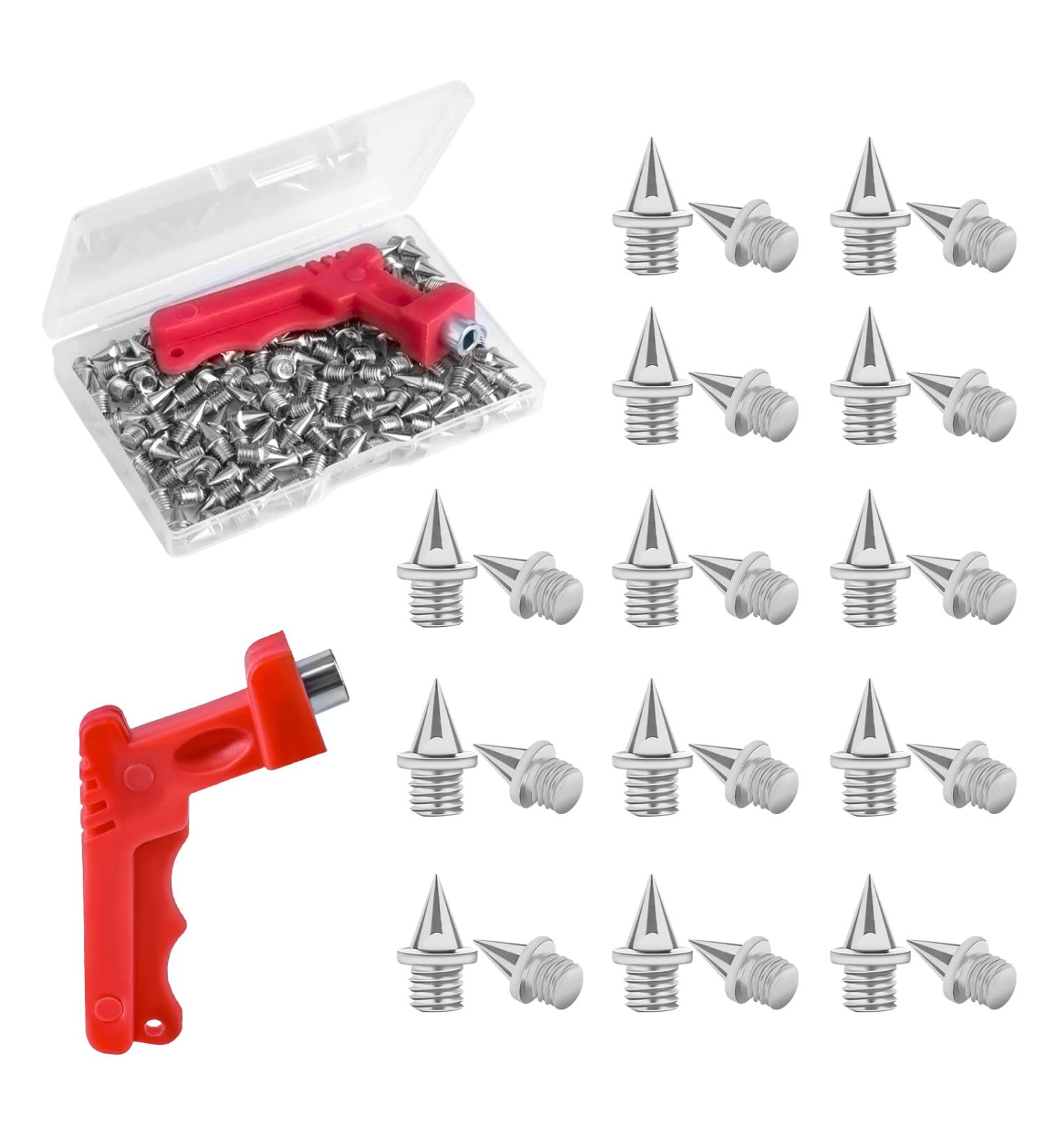 TOYMIS 120pcs 1/4 Inch Steel Pyramid Track Spikes with Spike Wrench - Ideal for Track and Field Sprinting and Long Jumps - Buy Online on GoSupps.com