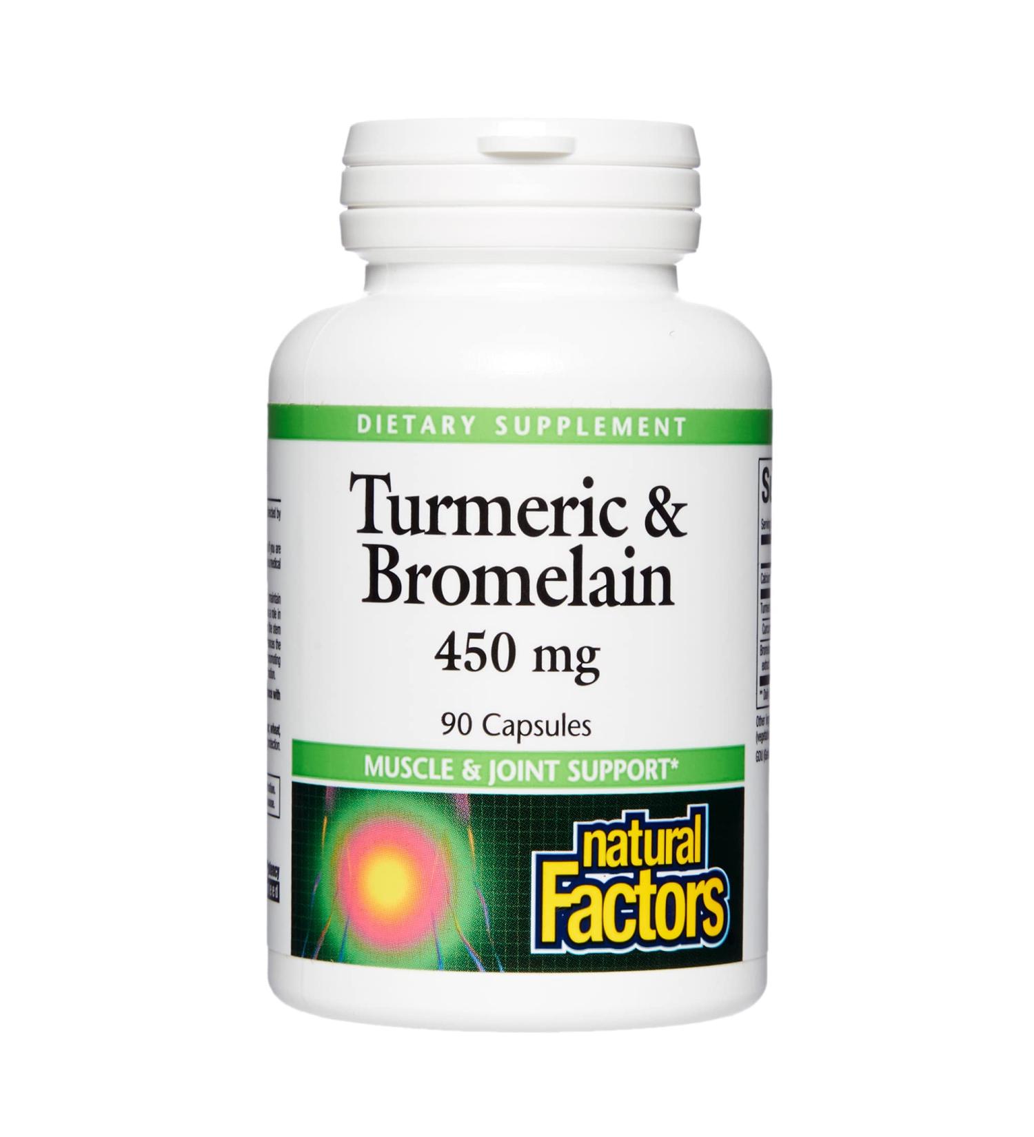 Natural Factors Turmeric & Bromelain 450mg - Muscle & Joint Support - 90 Capsules - Buy Online on GoSupps.com